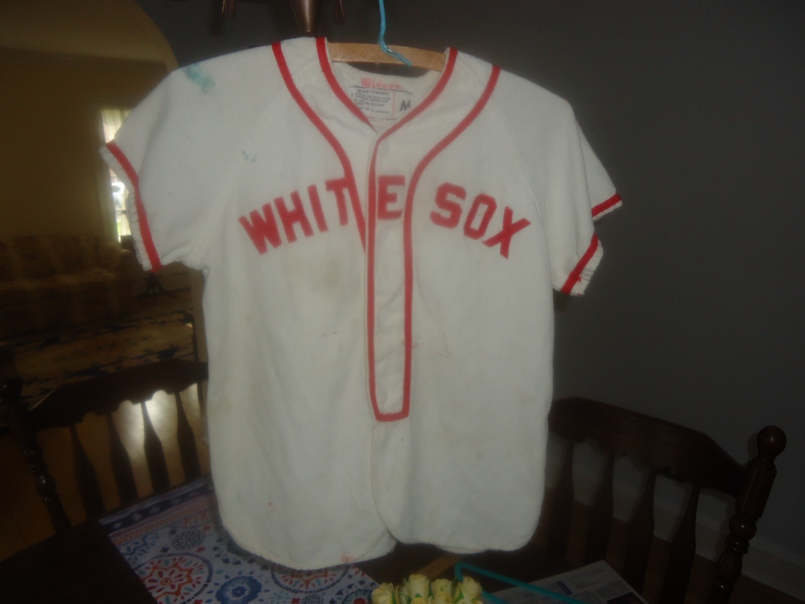 Vintage WHITE SOX Youth Little League Baseball Jersey, WILSON, Made in USA Sz M