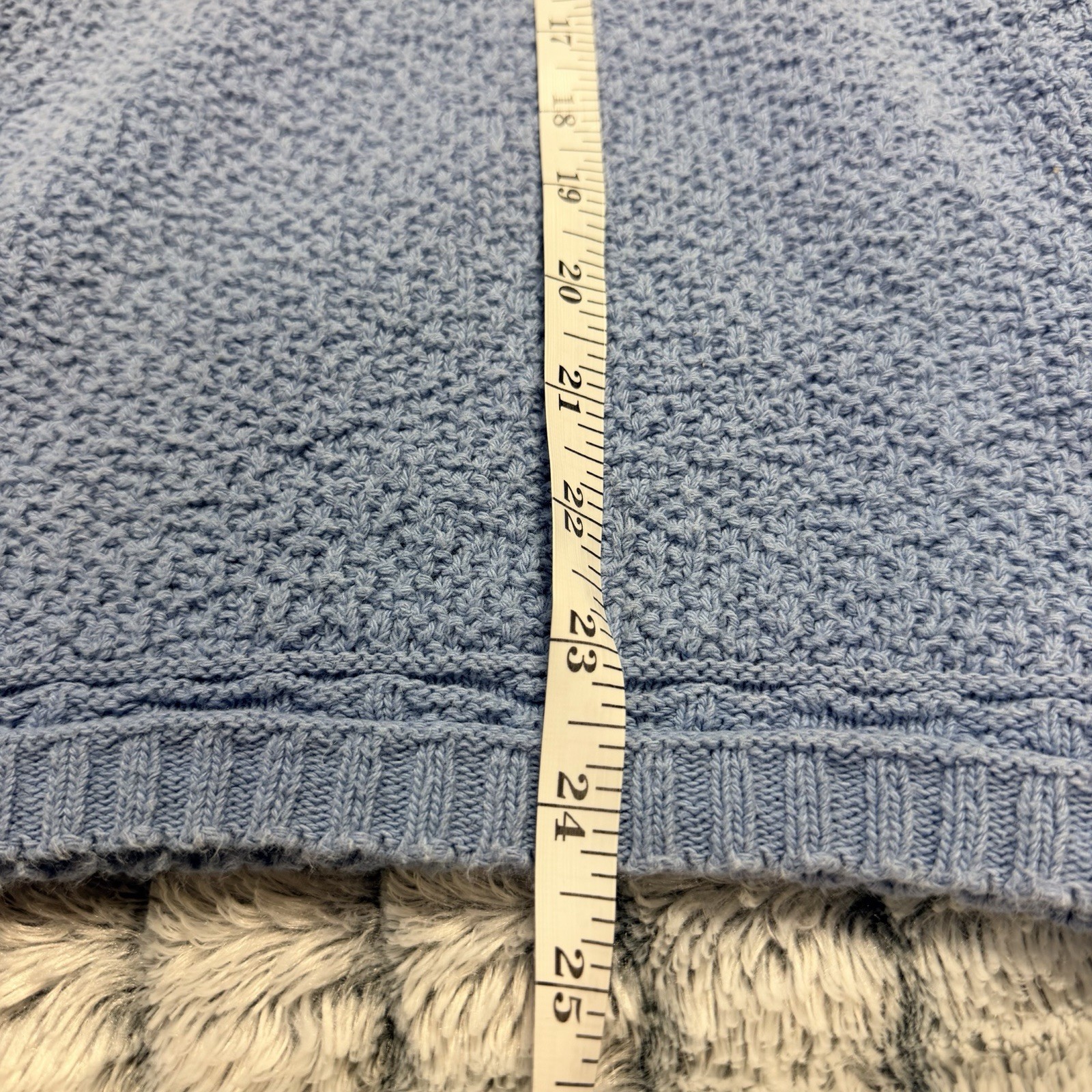 TR Bentley Vintage knitted Short Sleeve Sweater In Cornflower Blue Womens Size S