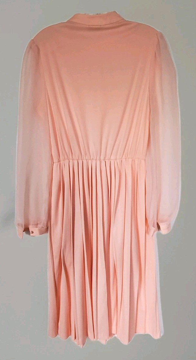 Vintage 1980s Amy Deb Peach Chiffon Sleeve Dress