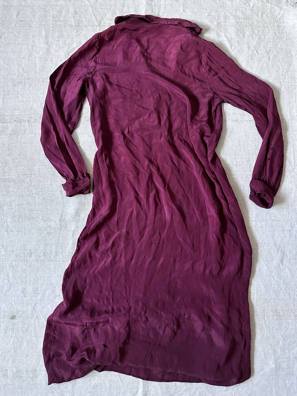 1920s Antique Pink Burgundy Silk Flapper Dress As Is Women’s Small