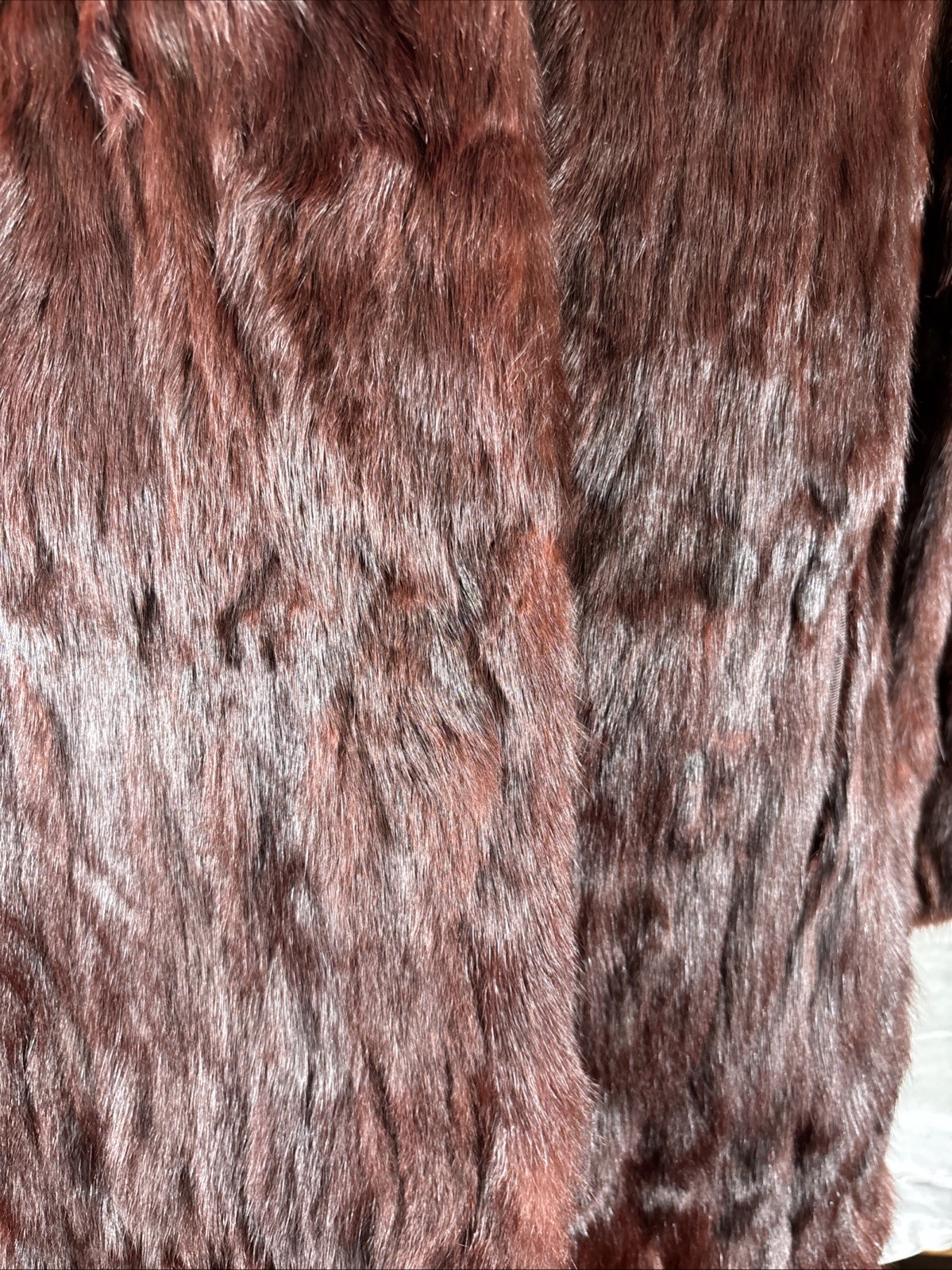 Vintage 1950s Chocolate Brown Mink Fur Jacket 3/4 Sleeve Hook Closures Monogram