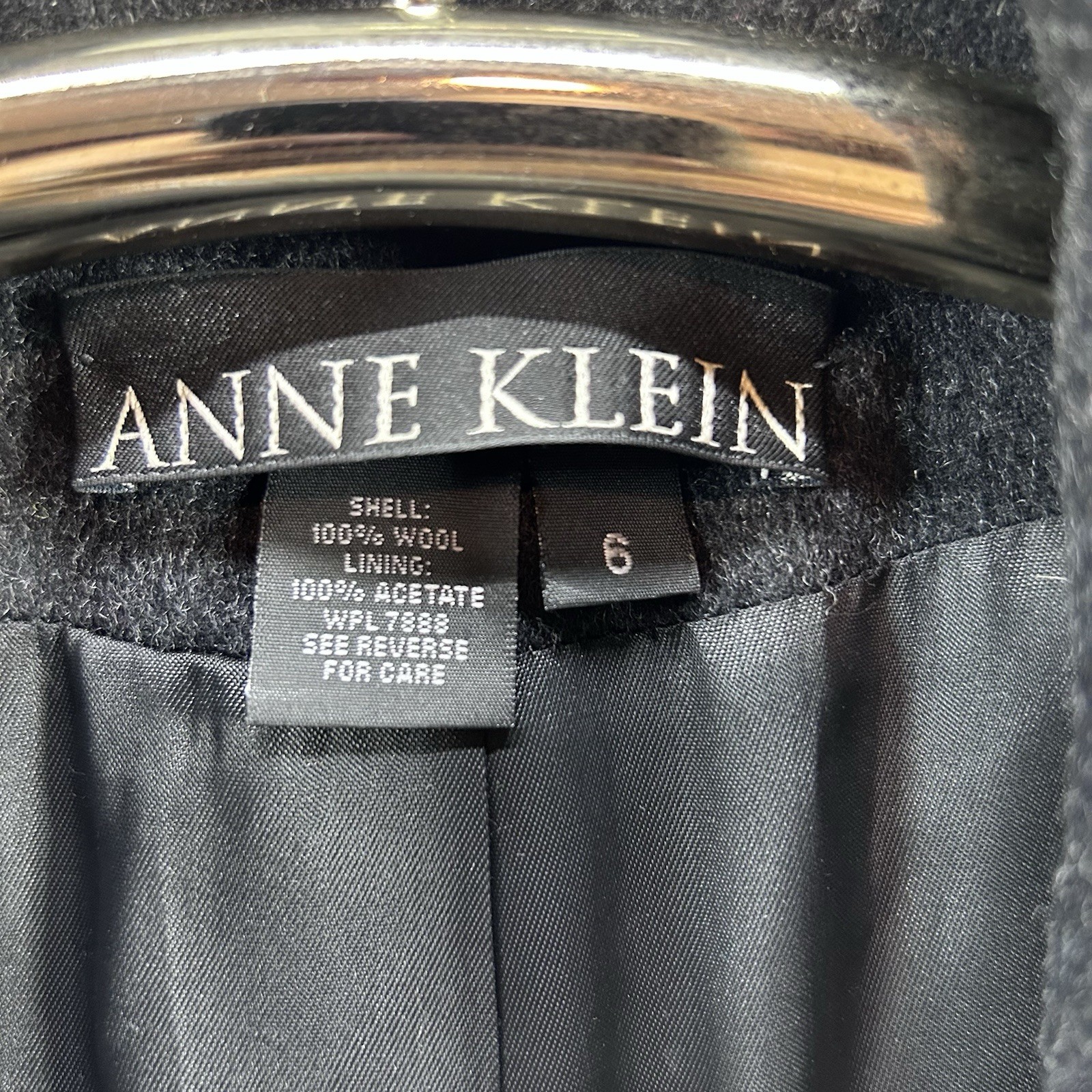 Vtg Anne Klein Sz 6 Double Breasted 100% Wool Charcoal Gray Winter Luxury Classy