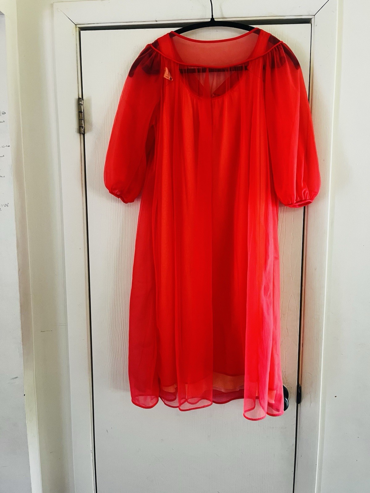 VTG 60s Chiffon Fairycore Ethereal Peignor French Boho Romantic Nightgown Set S