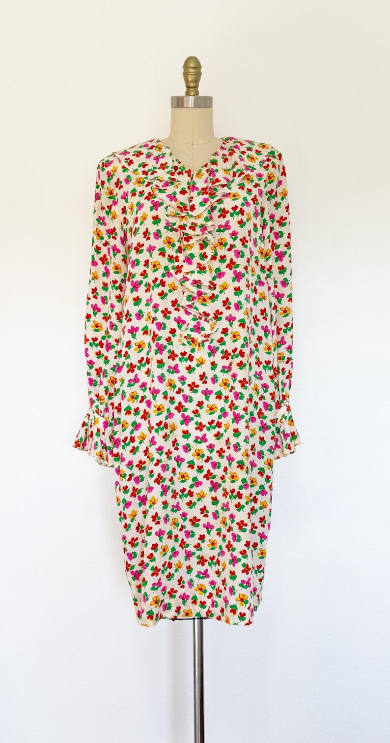1980s Dress / 1980s Floral Dress / Saks Fifth Avenue / Size XXL