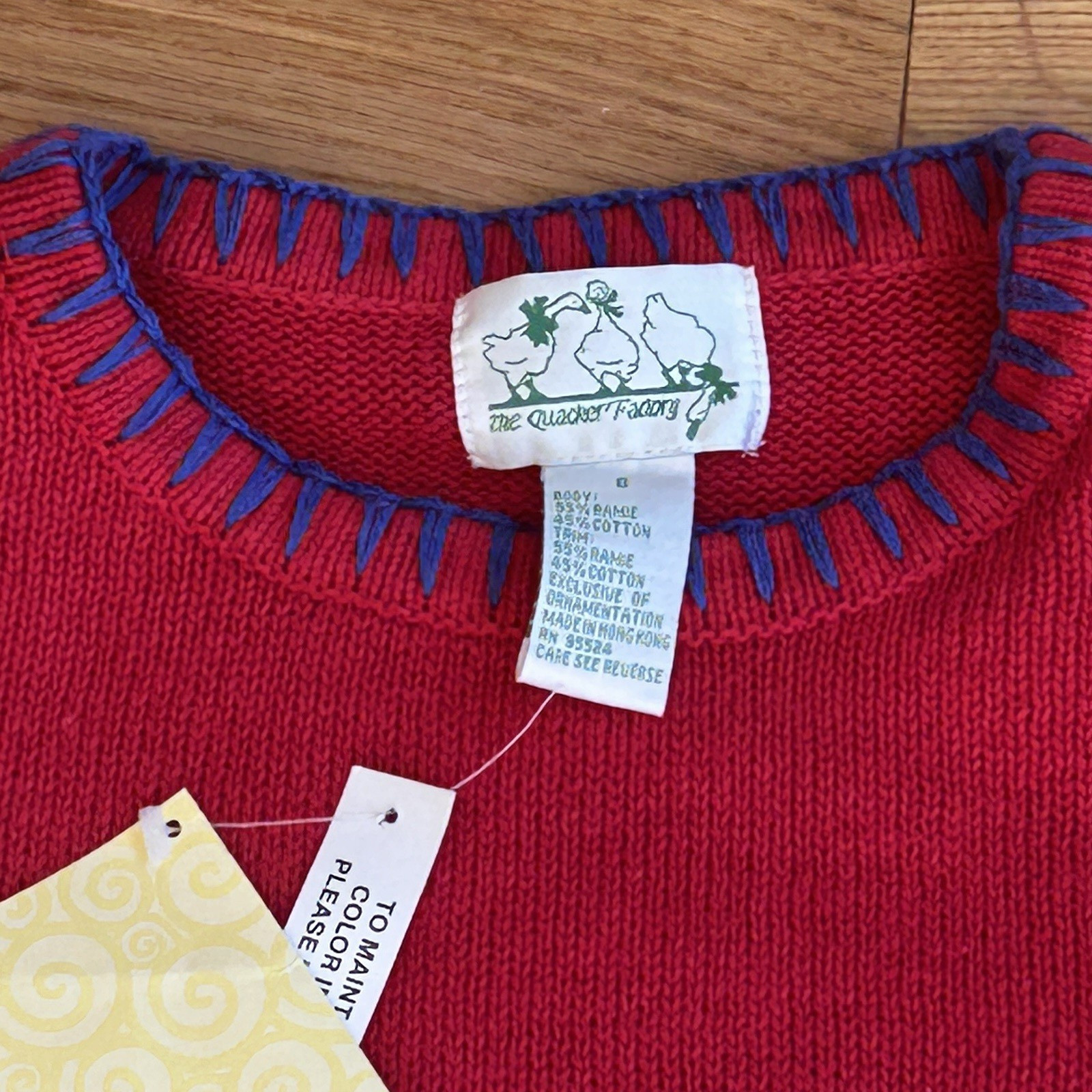 NWT Vintage Quacker Factory Sweater Women Size Small Short Sleeve Embroidered