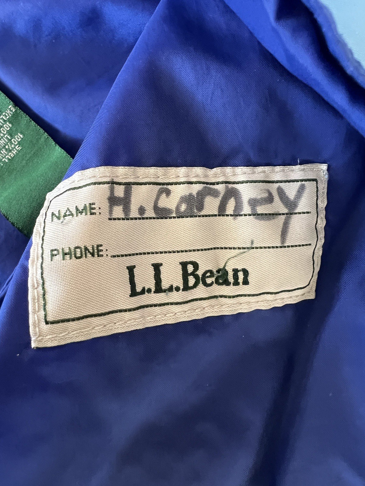 L.L. Bean VTG Womens Jacket Windbreaker 2-Tone Blue Packable Hood Nylon Large