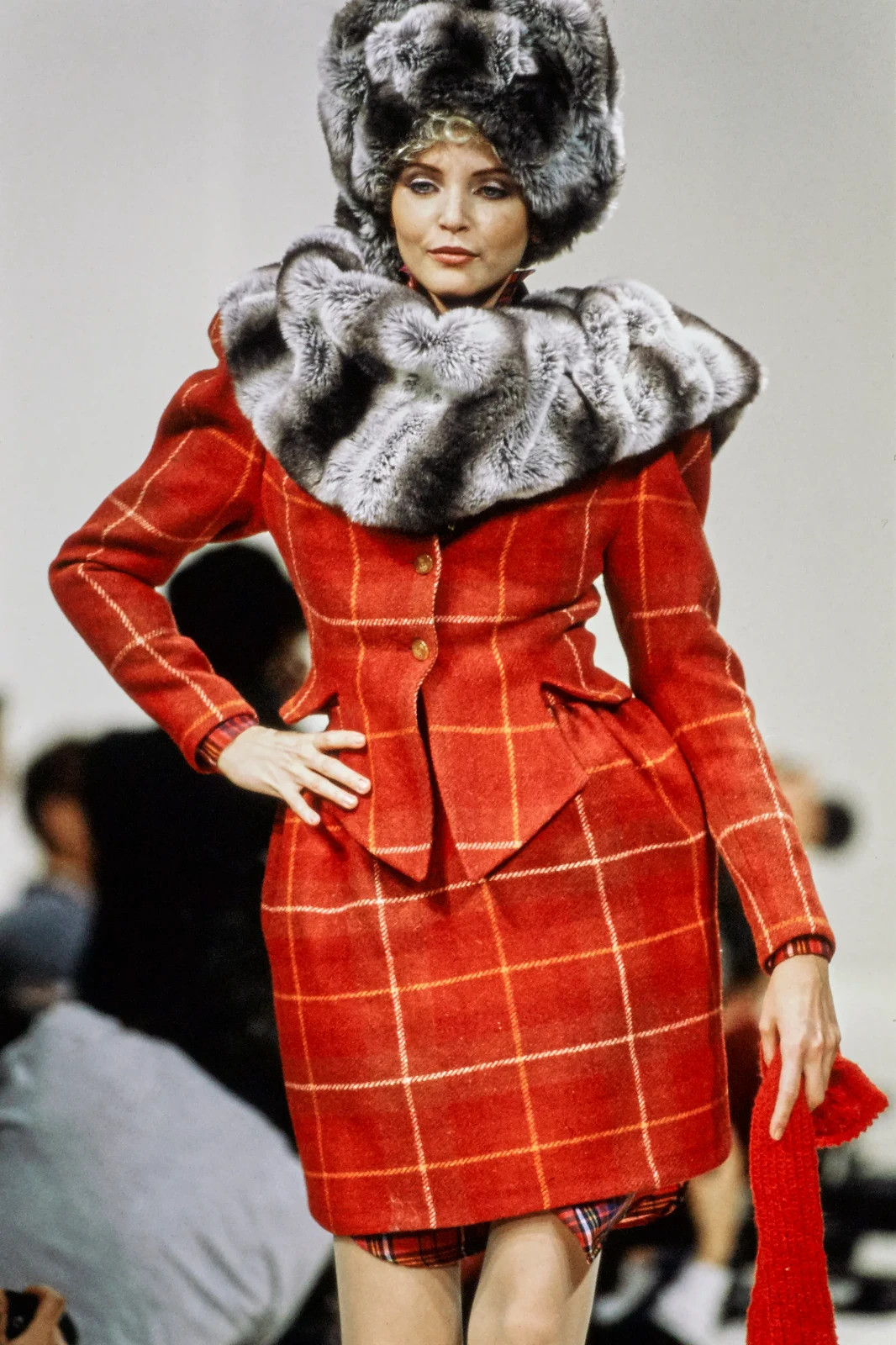 FW 1994 Vivienne Westwood On Liberty Wool Petales Skirt Plaid Red Mini Crini 90s