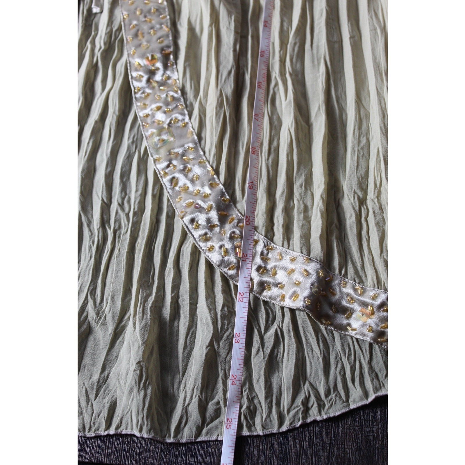 Vintage Kaelyn Max Y2K 90s Sheer Cardigan Beaded Satin Trim Tie Front XL