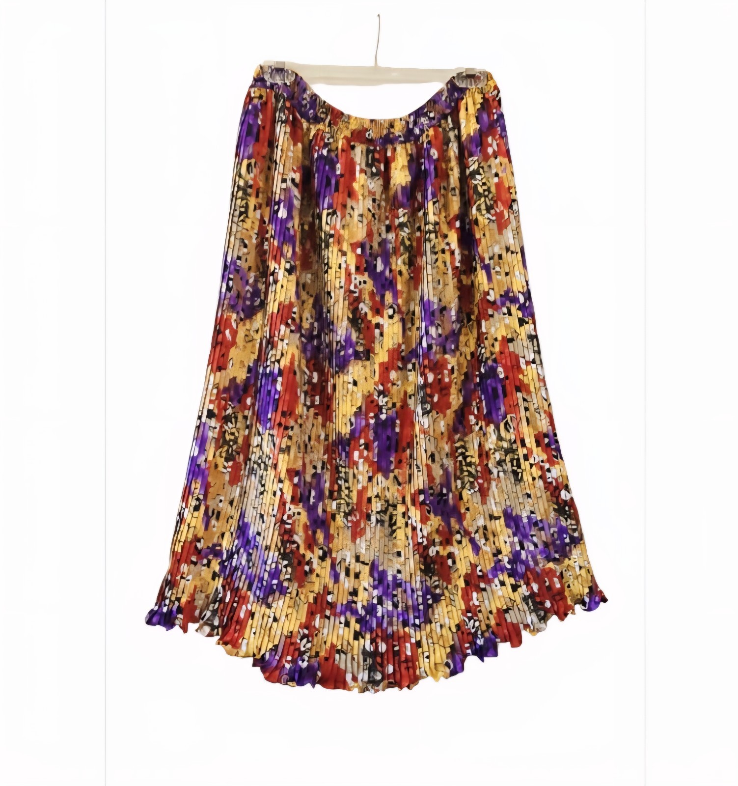 1980s MONTAGE BY MOSAIC Colorful Vintage Ruffled Pleated Full Sweep Skirt Set XL