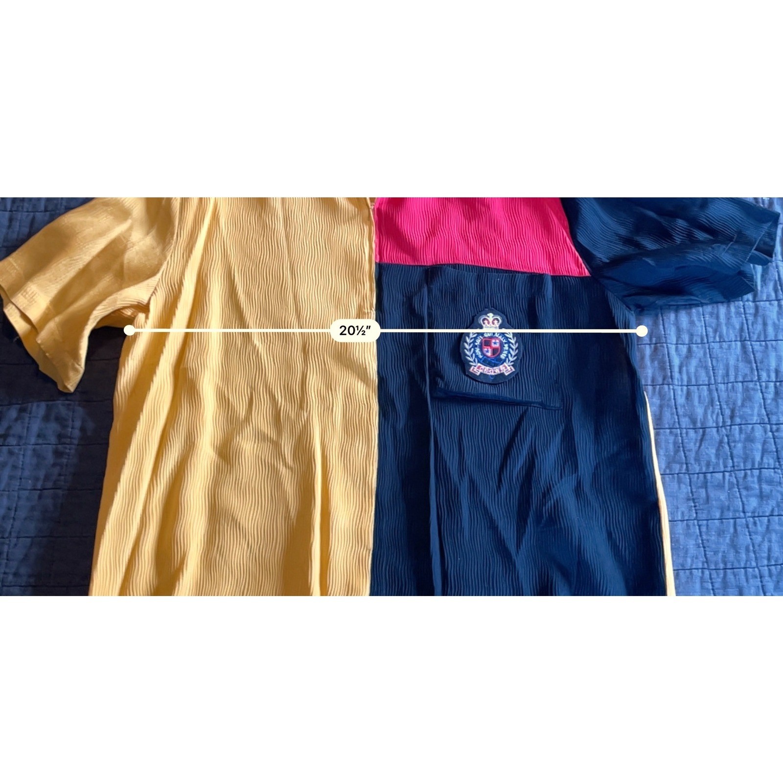 Egdon Heath 90s Vintage 100% Silk Colorblock Crest Patch Top Large
