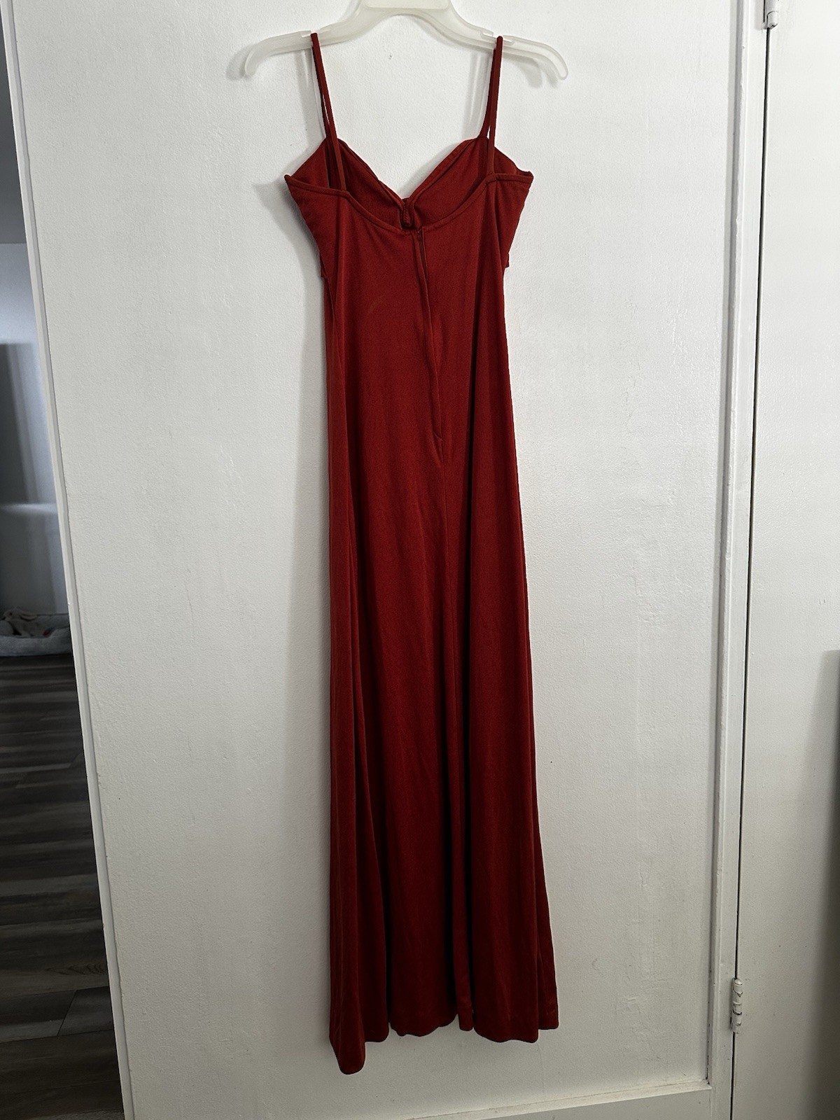 Vintage 70’s Joy Stevens California Rust Maxi Dress Disco Glam 11/12 (modern S)