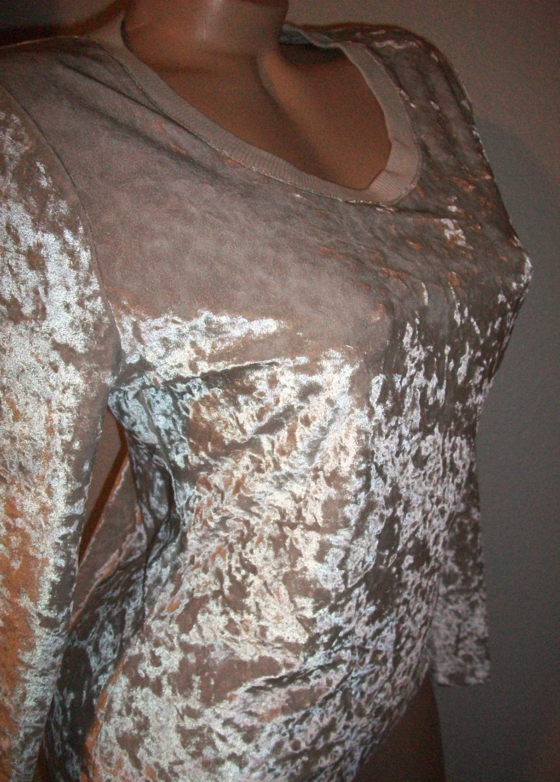 Vtg Fashion Bug Purple Silver Crushed Velvet Pullover Top S