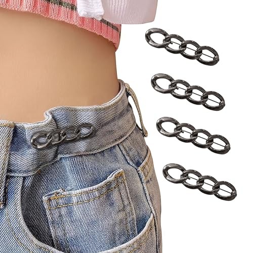 4 Sets Adjustable Jeans Button, No Need to Sew Detachable Button Gun Silver