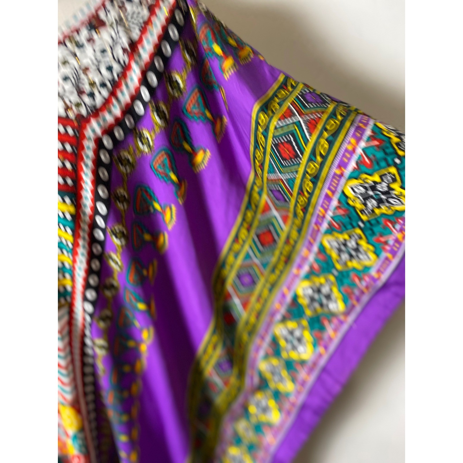 Vintage 90s Sante Classics Purple Dashiki Kaftan Dress One Size Bohemian Maxi