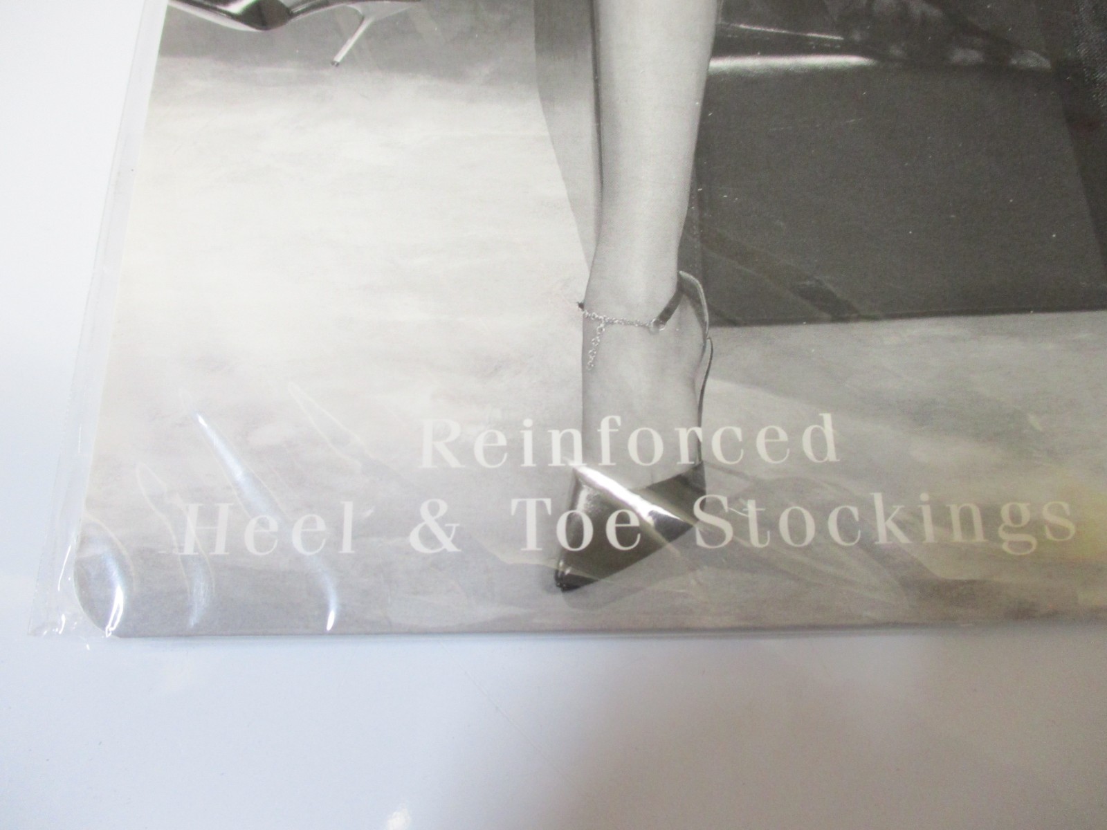 1PR VINTAGE GIO CONTRAST RHT SHEER FLAT KNIT NYLON STOCKINGS 11 LONG BLACK