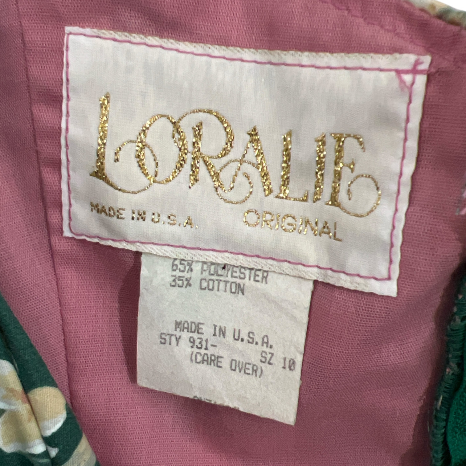 Vintage 80’s Loralie Floral Cottagecore Dress Green Size 10 Pre-Loved
