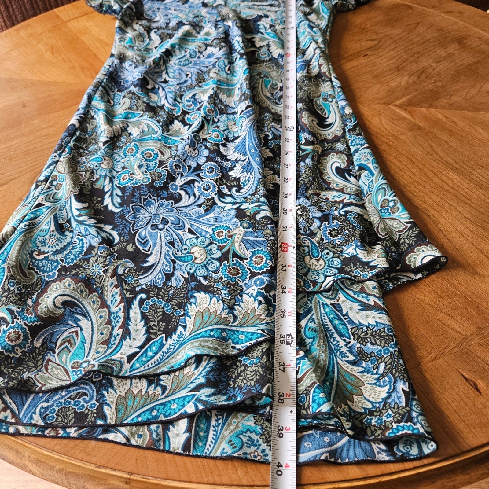 Vintage LA Los Angeles Gal Paisley Midi Dress Blue Boho Cottagecore Sz 8