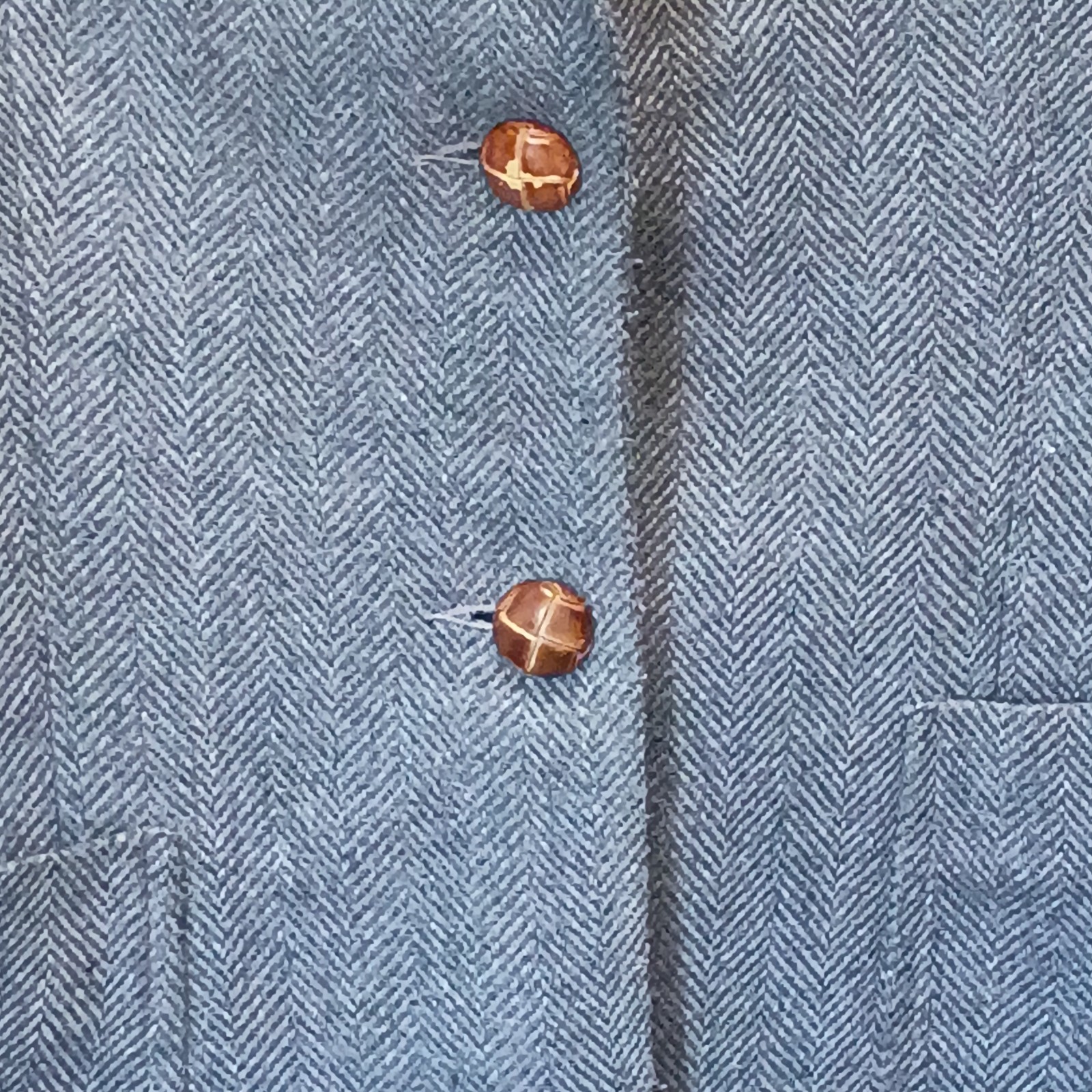 Vintage Barclay Square Gray Herringbone Tweed Blazer Jacket 11/12 Modern Med