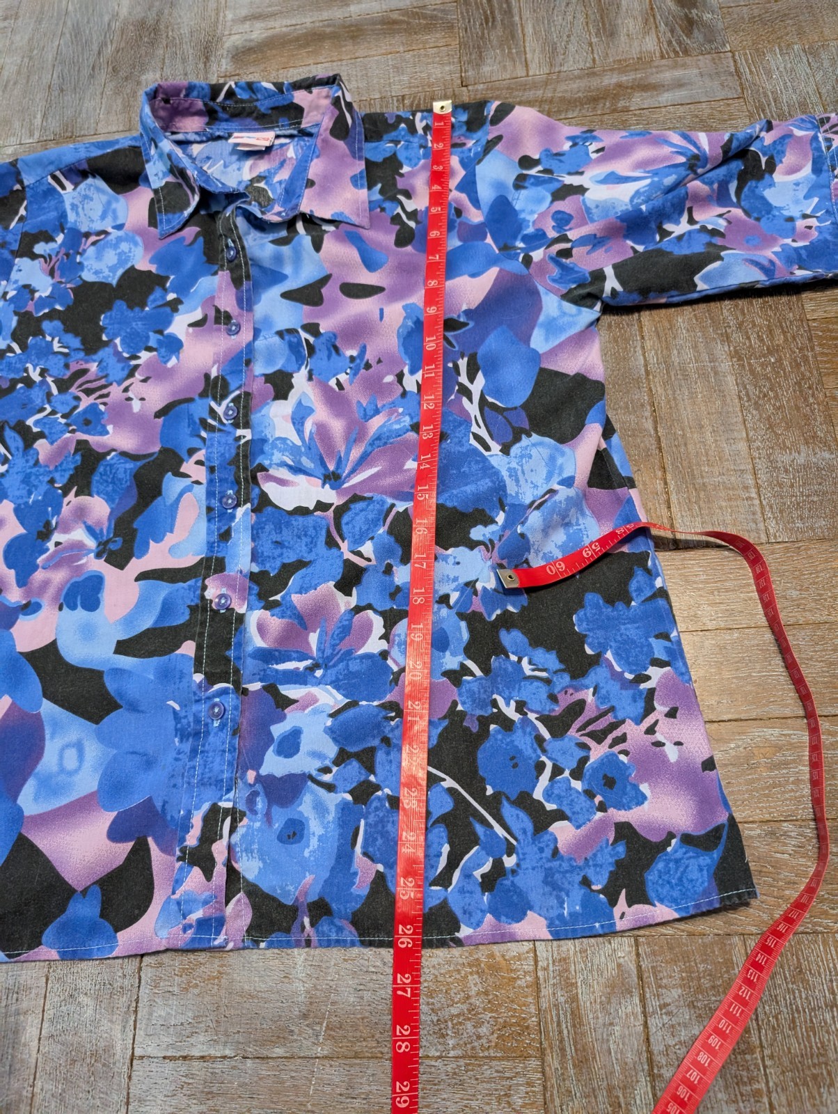 Vintage 90s American Sweetheart Floral Button Shirt L Purple Blue Black Womens