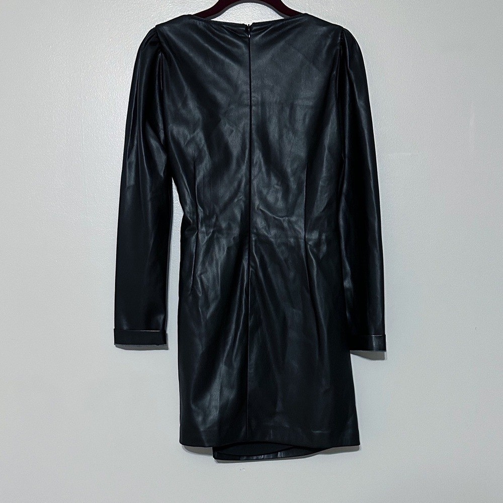 NWT House Of Harlow 1960 Vegan Leather Faux Wrap Mini Dress