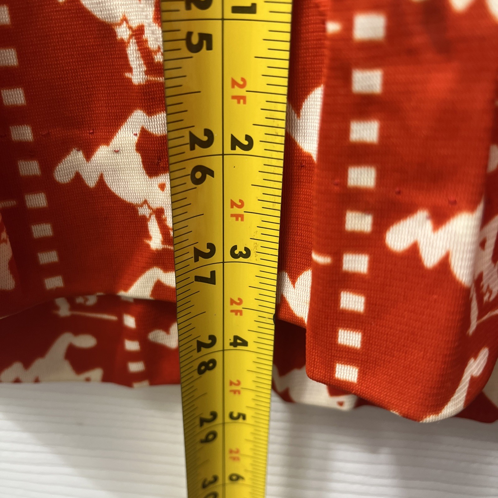Vintage 1970s Police Novelty Print Dress Orange/Red White Cop Bobby Double Knit