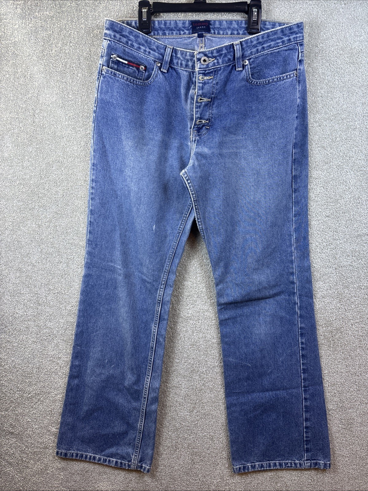 Tommy Jeans Button Fly Denim Womens 13 Junior (32×31) Blue Vintage Straight Leg