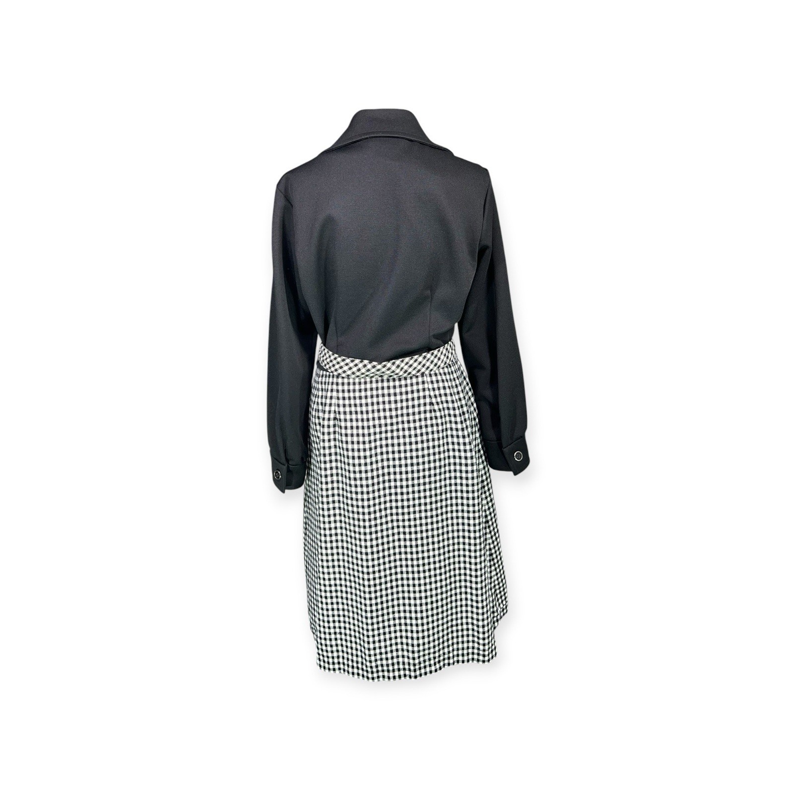 VINTAGE 1960s POLYESTER POP OP ART PLAID WRAP DRESS HIPPIE MOD DISCO GROOVY MCM