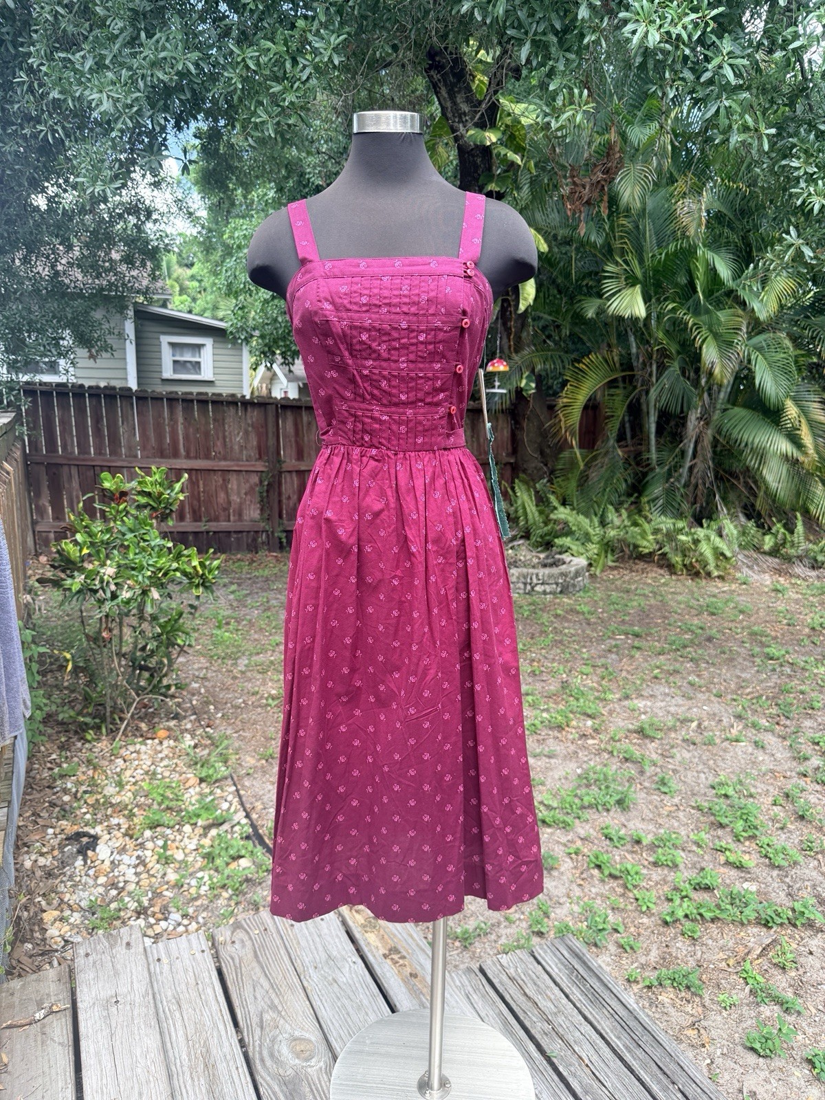 Vintage 1970s Lanz Originals Deadstock NWT Floral Prairie Dress