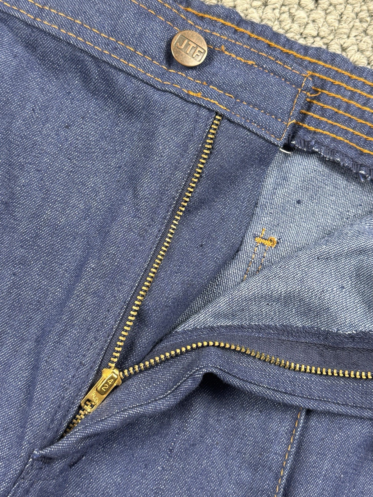 MINT VTG 70s Sears JTF High Rise Blue Denim Jeans Women’s 32×33 Flare Talon Zip
