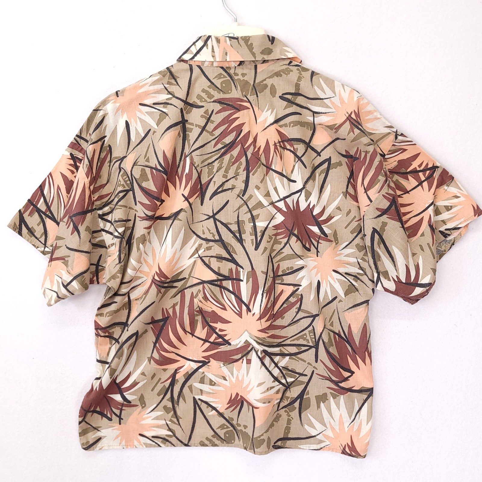 Vintage Thats Right California Cotton Tropical Palm Print Button Shirt Large USA
