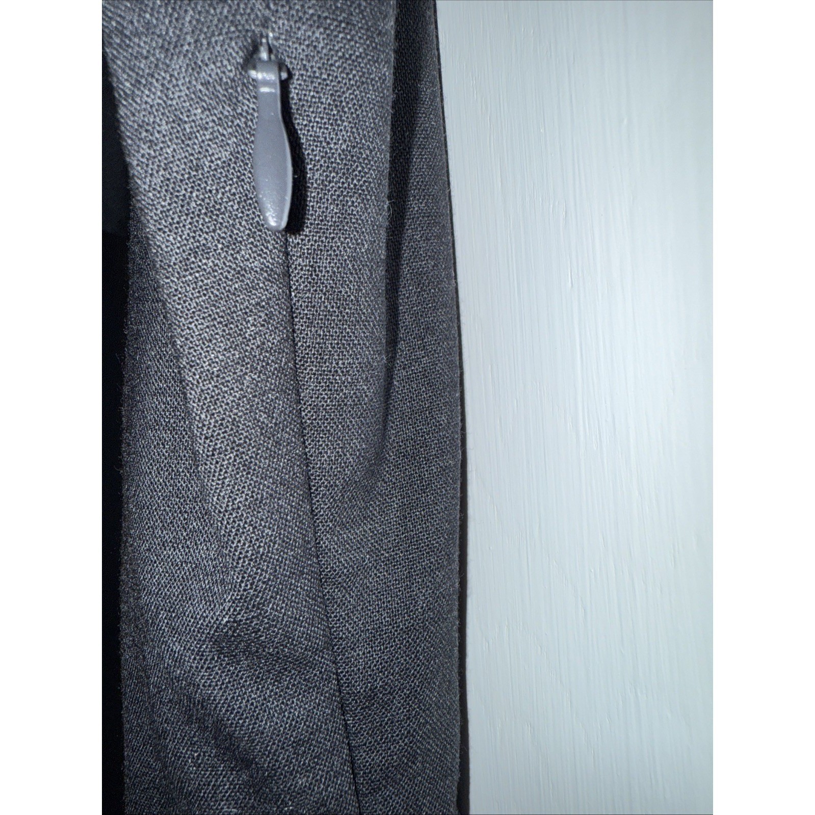 Neiman Marcus 100% Wool Charcoal Gray Dress Vintage Sheath Size 16 Midi Tie