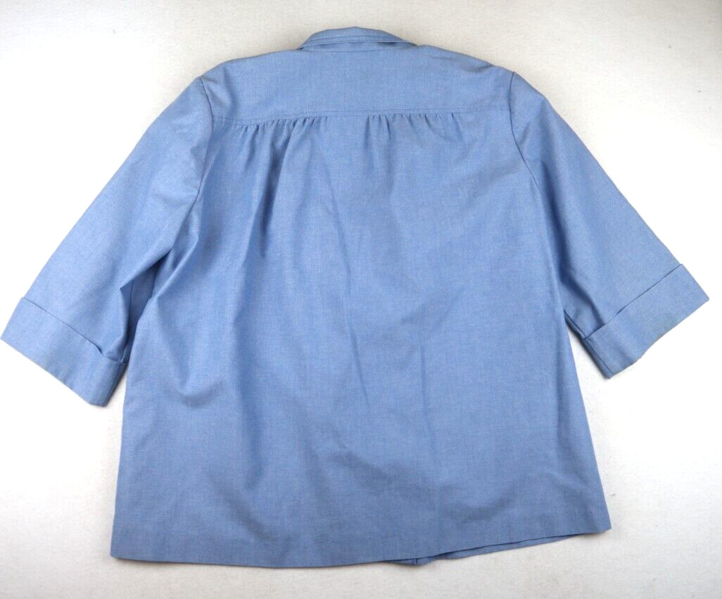 VINTAGE WOMEN’S BLUE 3/4 SLEEVE BUTTON-UP TOP – COS COB – SIZE 38
