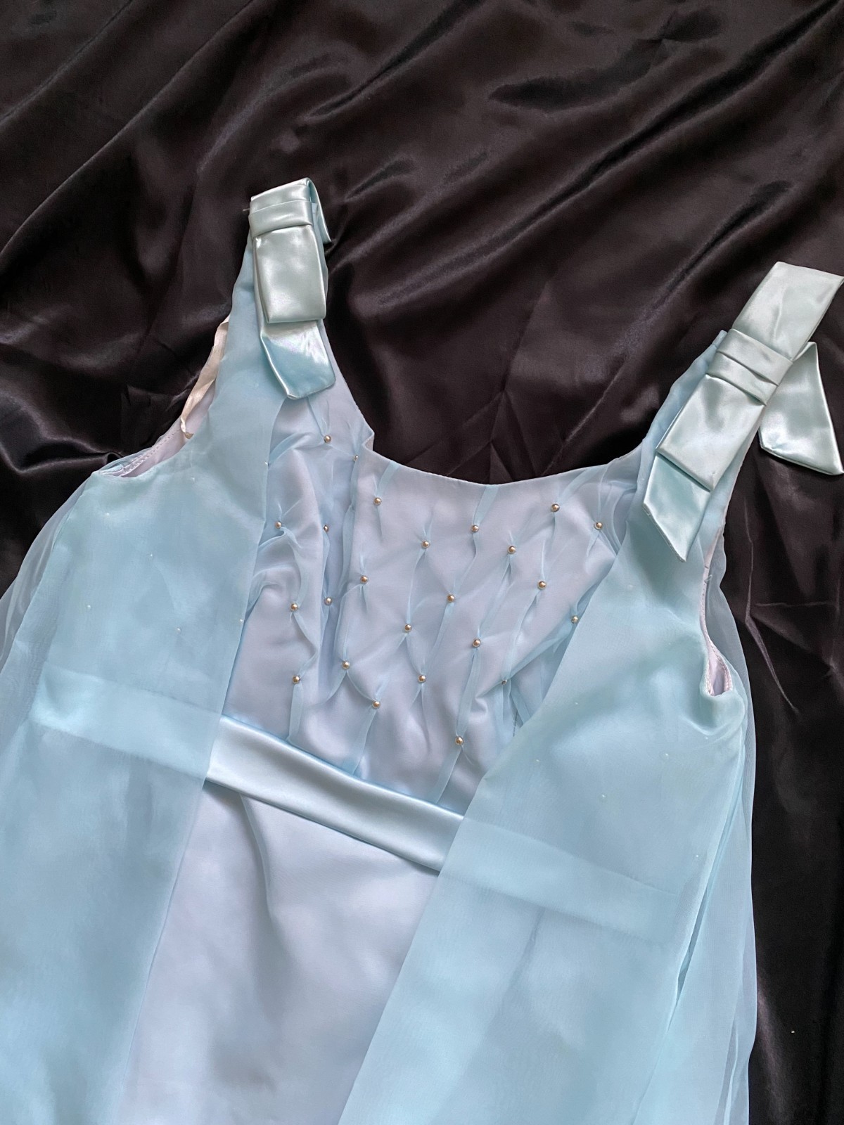 Vintage 1960s Baby Blue Empire Waist Cape Maxi Gown Mod Mad Men XS/S