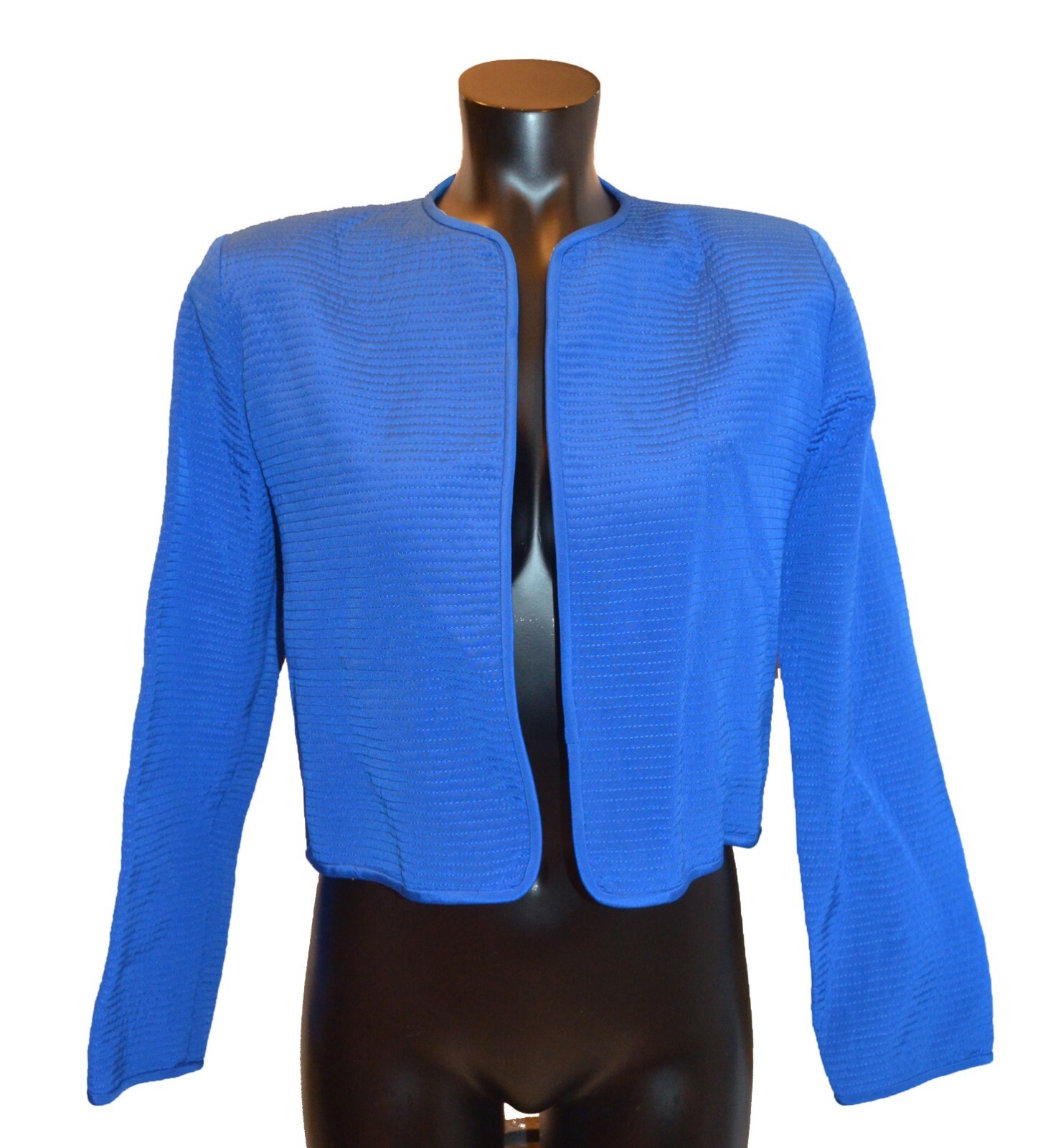 Richilene Vintage 80s Cobalt Blue Quilted Ribbed Party Formal Jacket sz 10