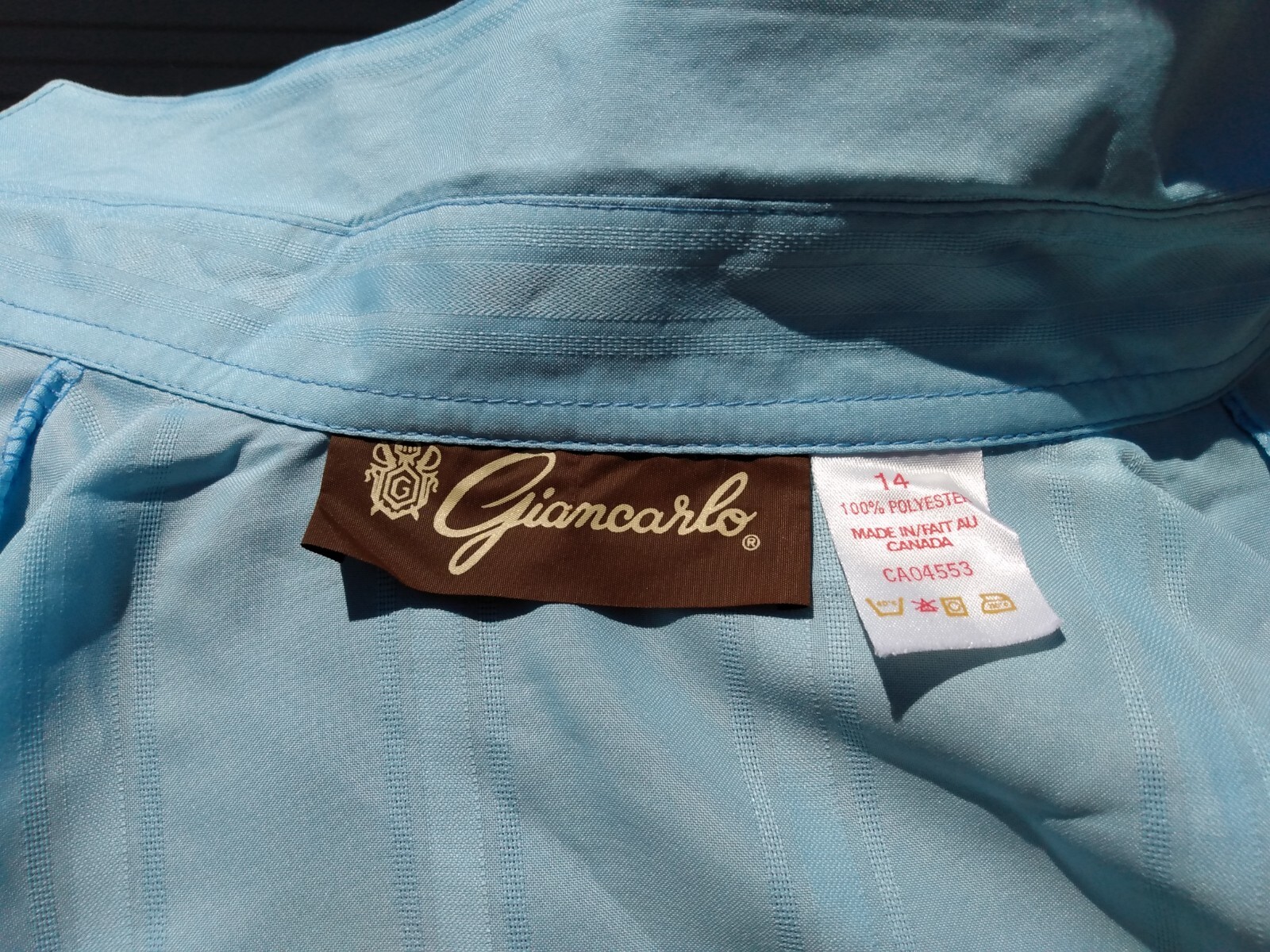 Vintage Womens Blouse Blue Button Front Size 14 39″B Giancarlo 80s Long Sleeve