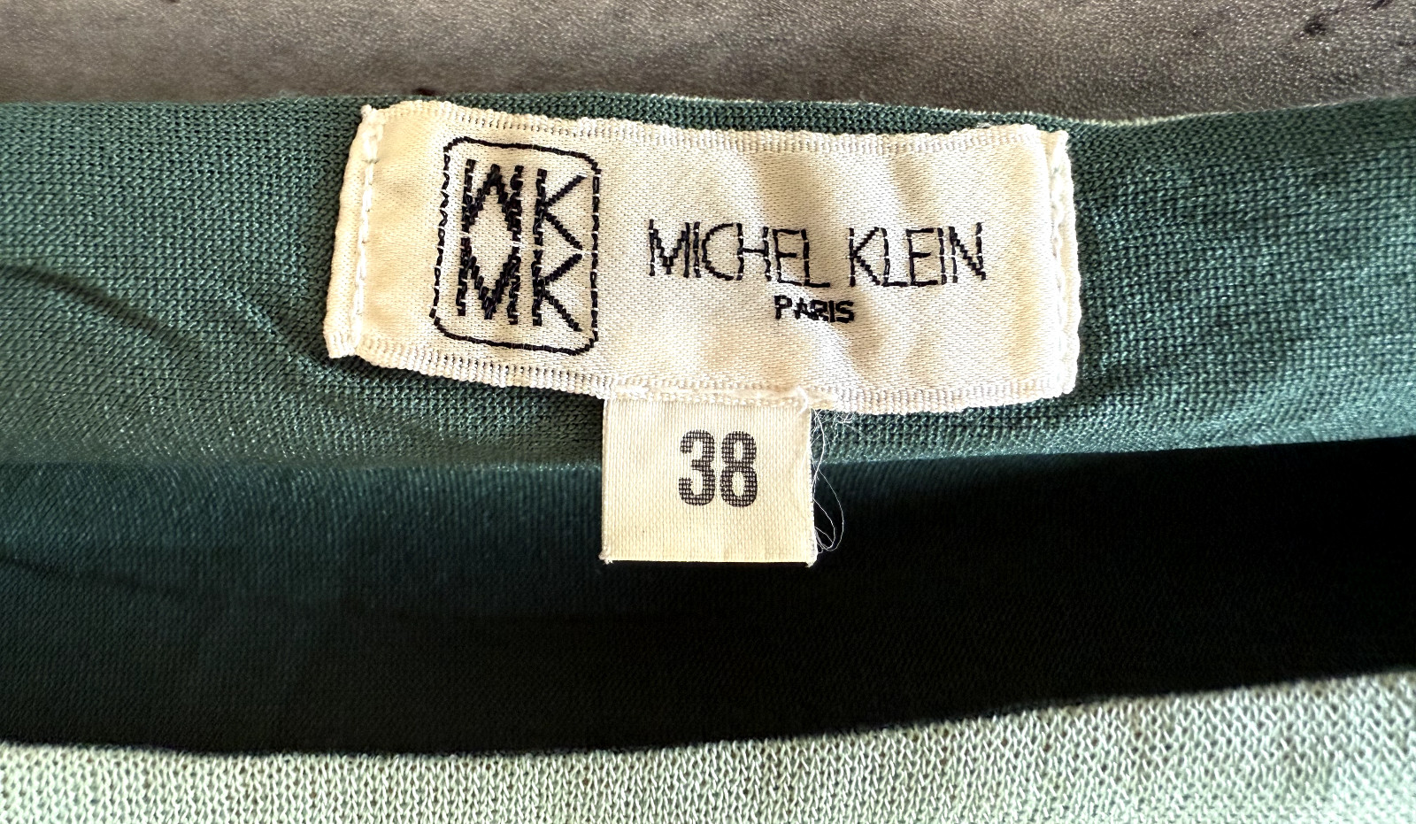 Vintage Michel Klein Itokin Green Knit Rayon Blend Top Size 38 Japan Import