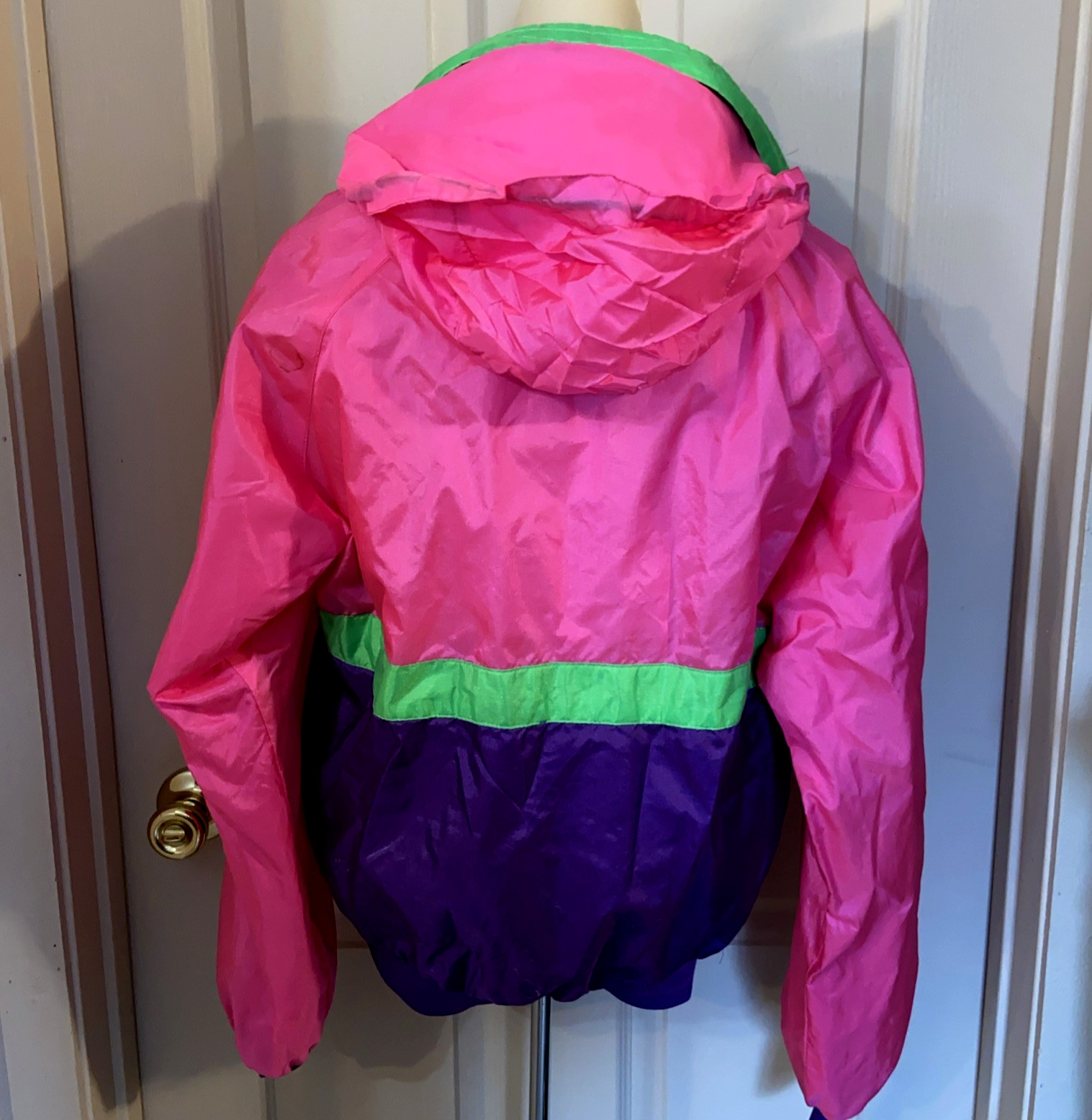 JACKET vintage 1980s 1990s colorblock windbreaker women sz S pink purple green
