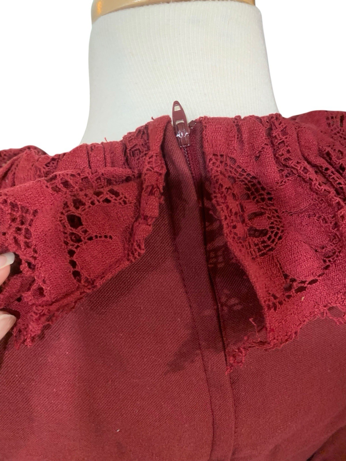 Vintage 70’s Joy Steven’s California Red Lace Front Long Sleeved Maxi Dress Sz 6