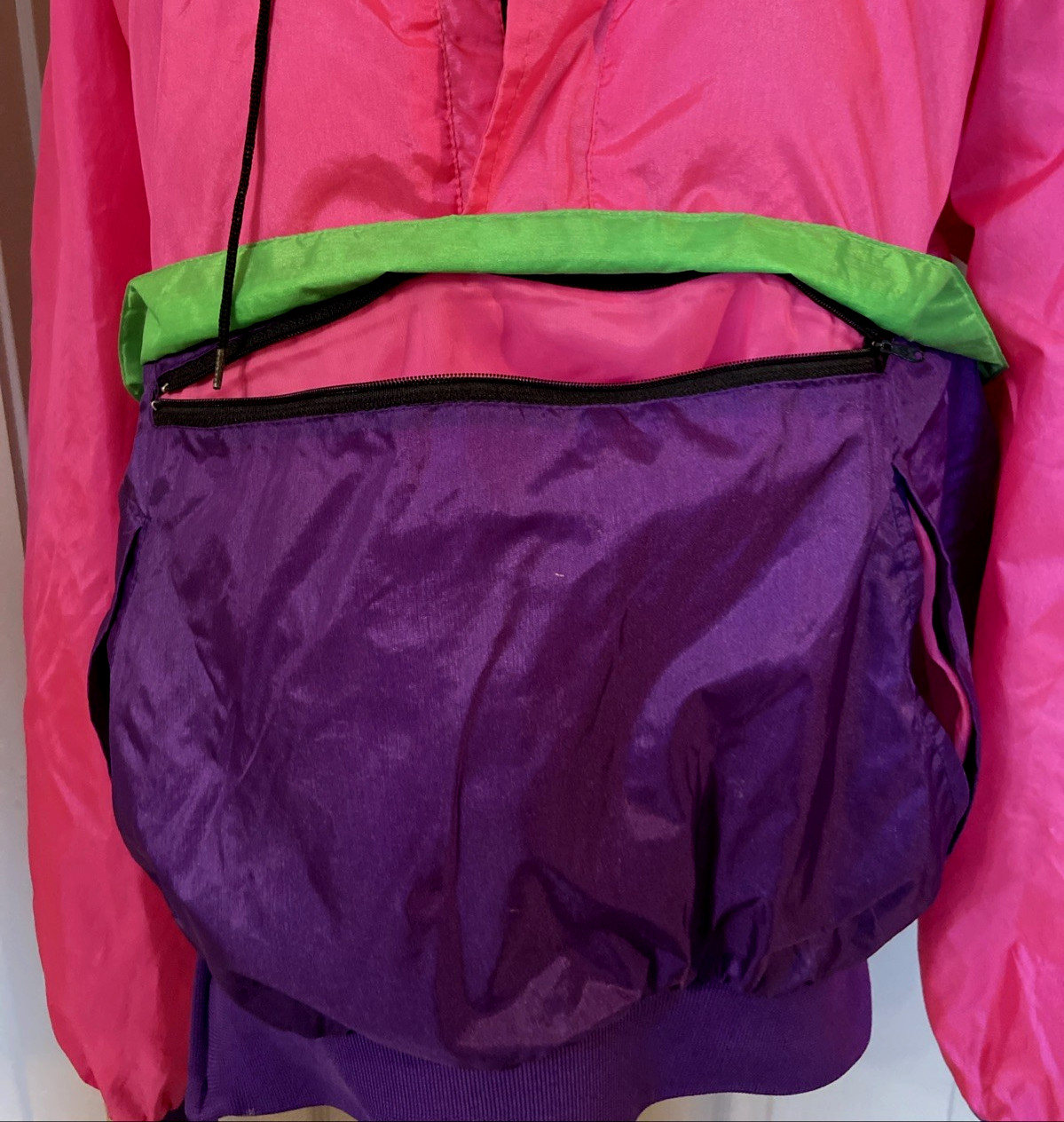 JACKET vintage 1980s 1990s colorblock windbreaker women sz S pink purple green