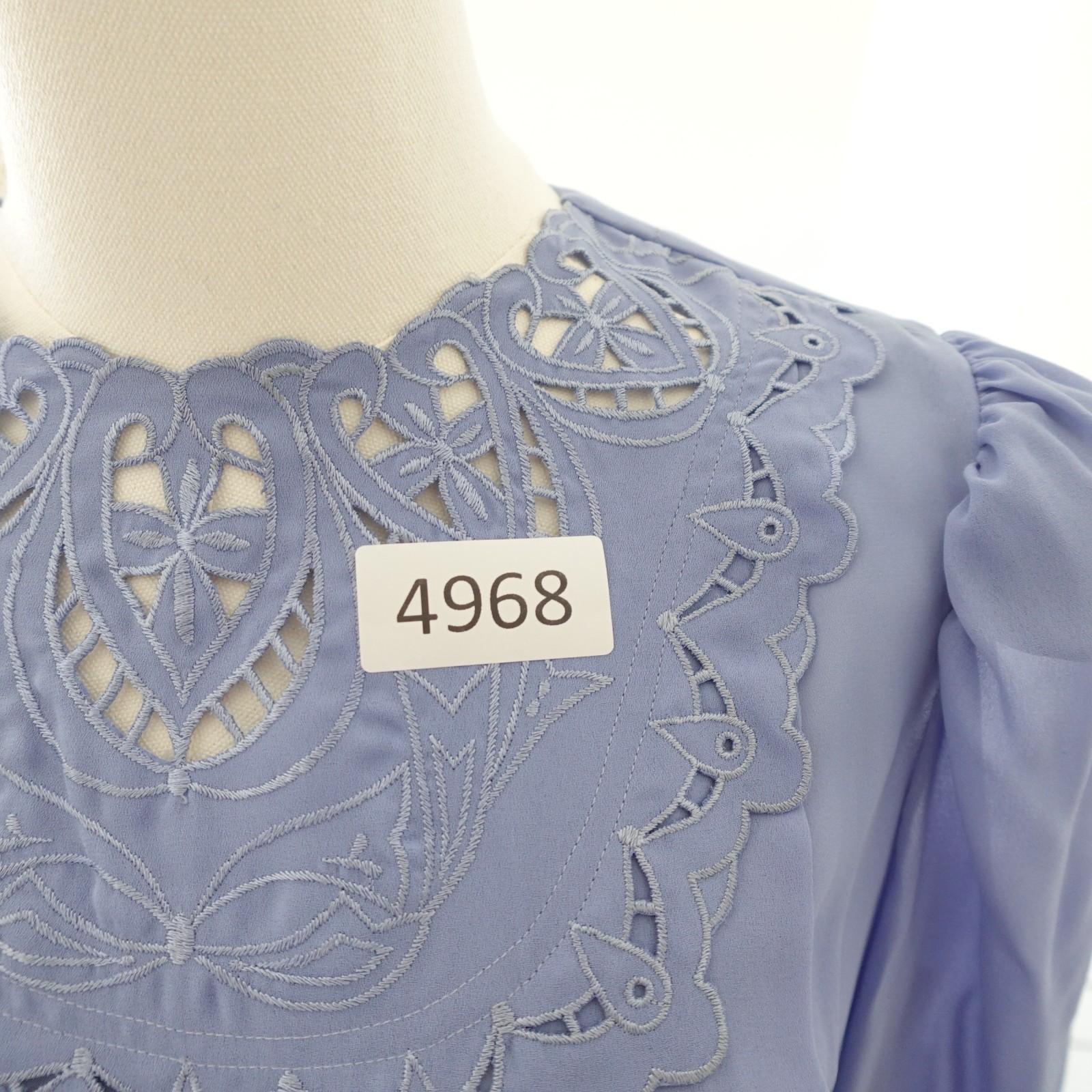 Vintage Neil Martin Dress Womens 12 Lavender Embroidered Yoke Korea Midi