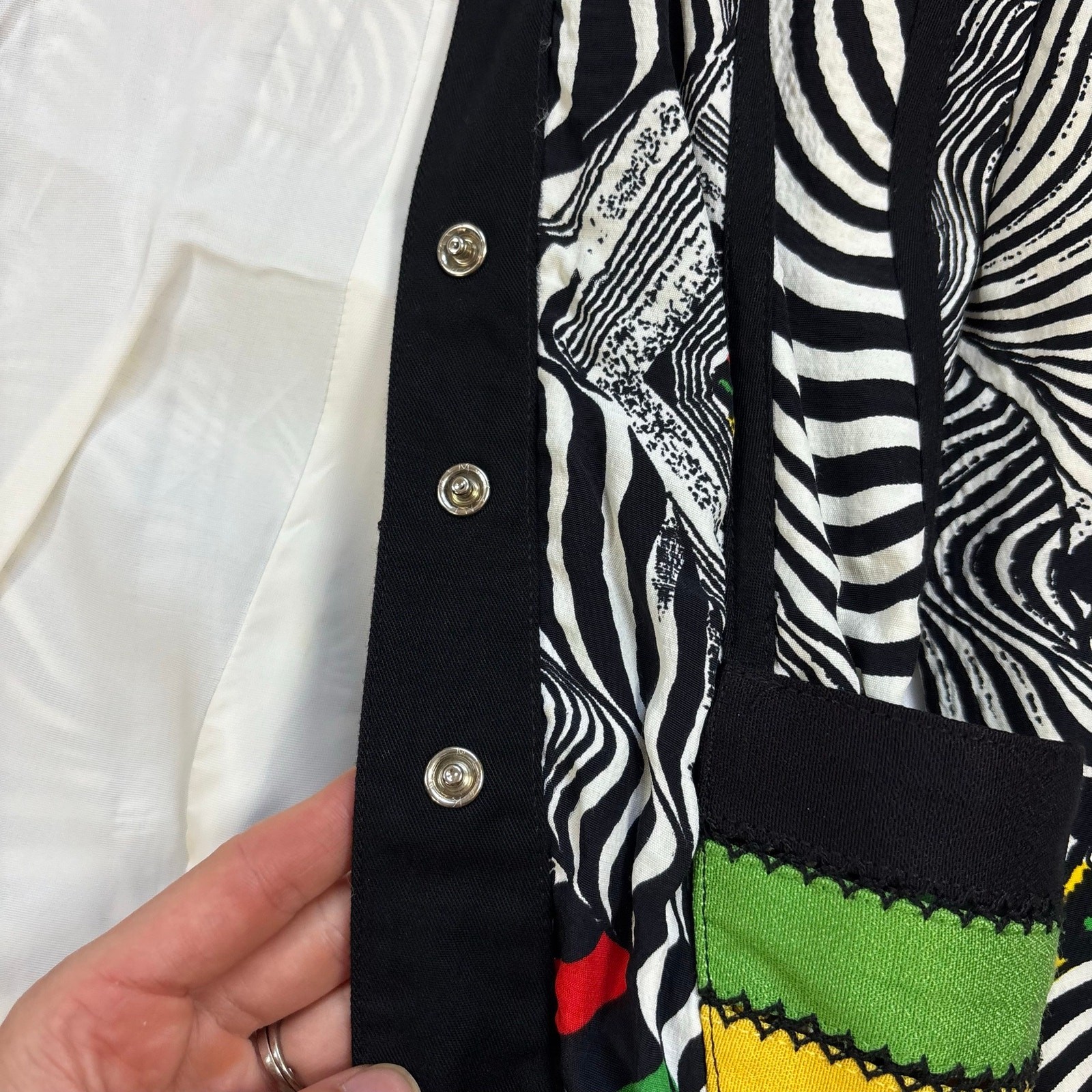 1980s IIF Zebra Geometric Print Skirt Set Blazer Car Wash Fringe Mini Two Piece