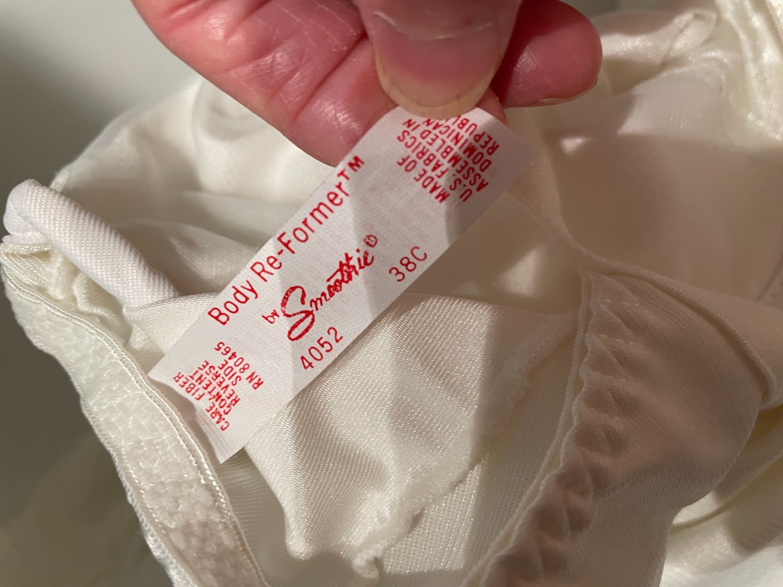 Vtg Body Reformer Smoothie Shapewear Bodysuit Corselette Girdle 38C White Shaper