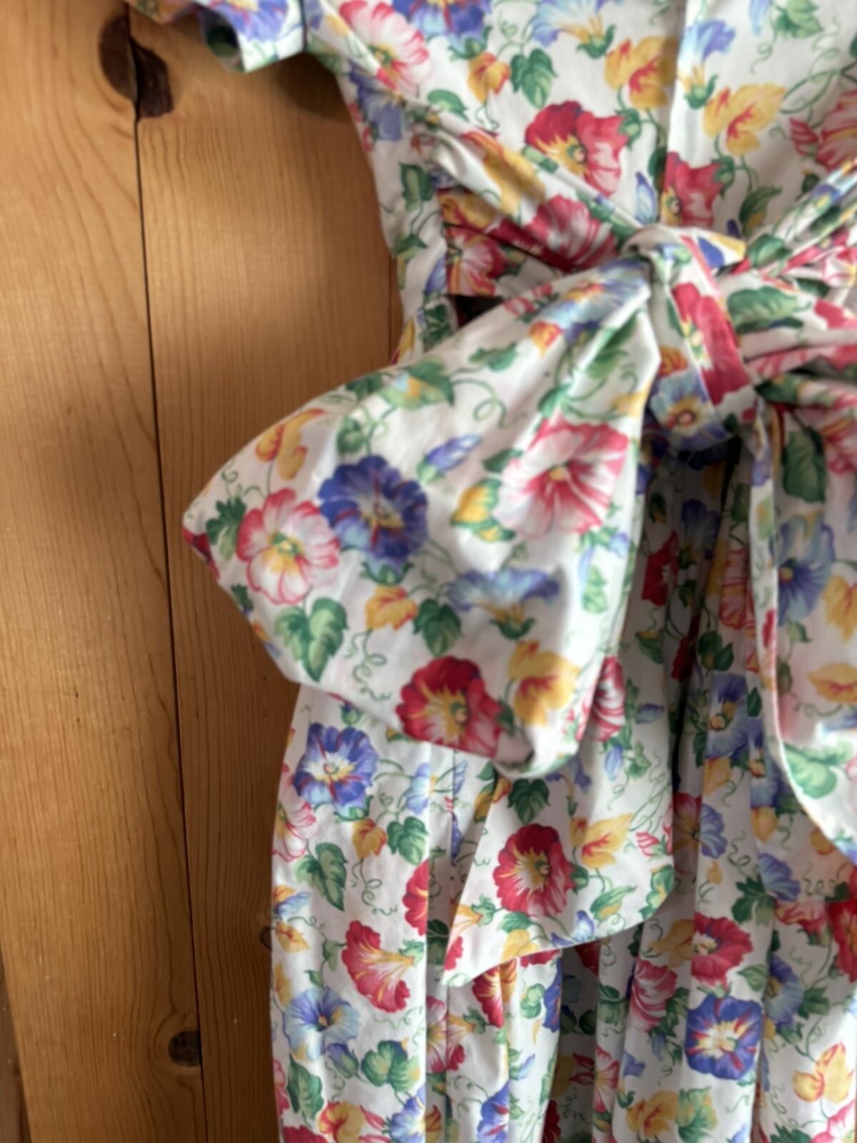 1990s VTG Morning Glory EASTER PRARIE Dress Girls Sz S 7-8? Huge Bow 28/23