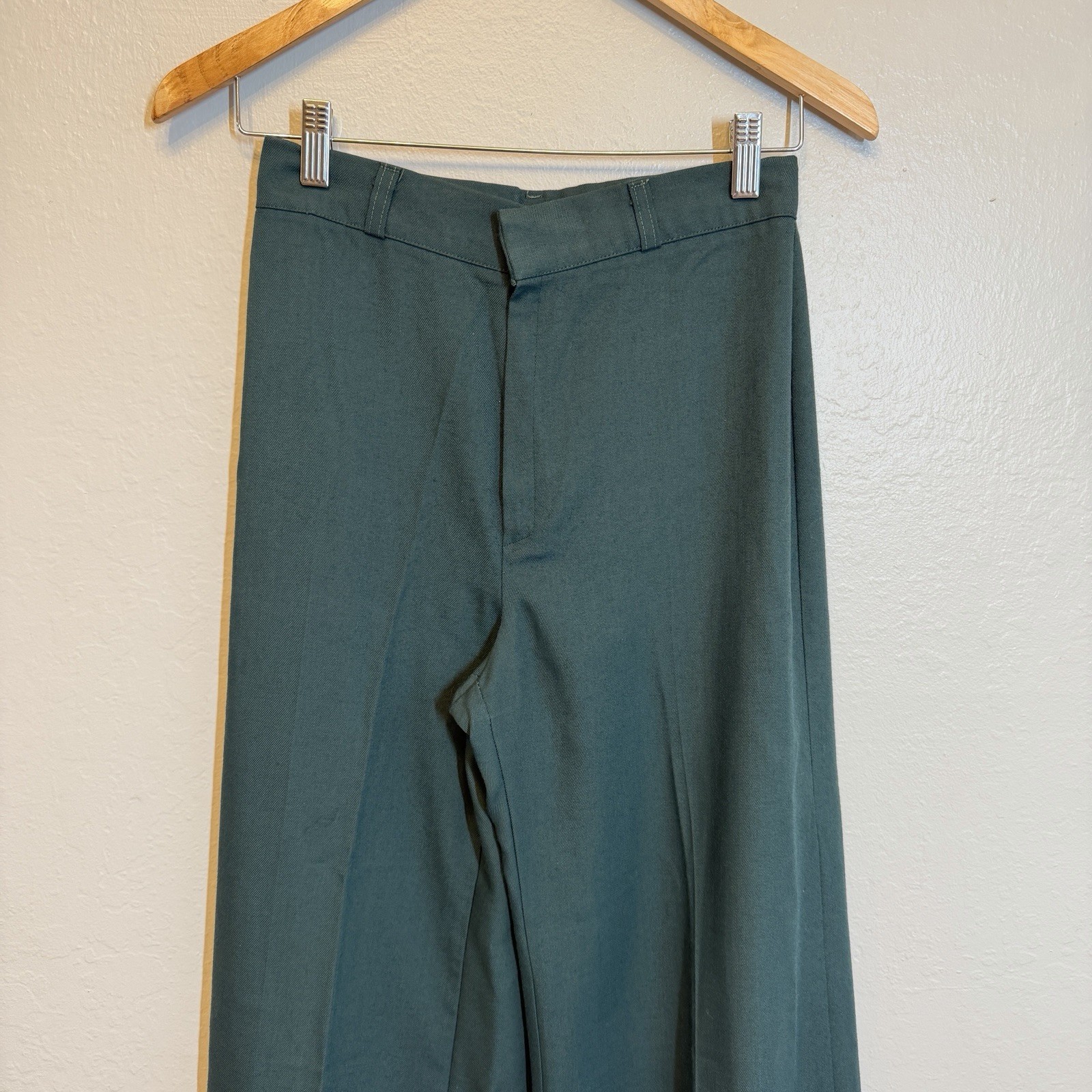 Vintage 70s Happy Legs Forest Green Wide Leg Trousers High Waist Bell Bottoms