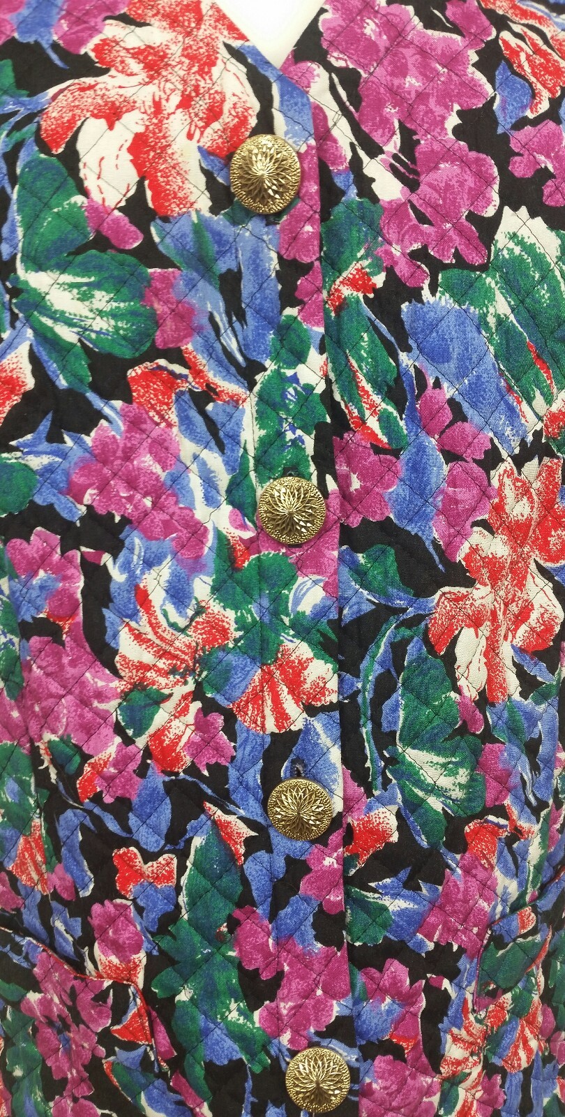Lorac Original Womens Vintage Top Floral Short Sleeve Button Front Multi Colored