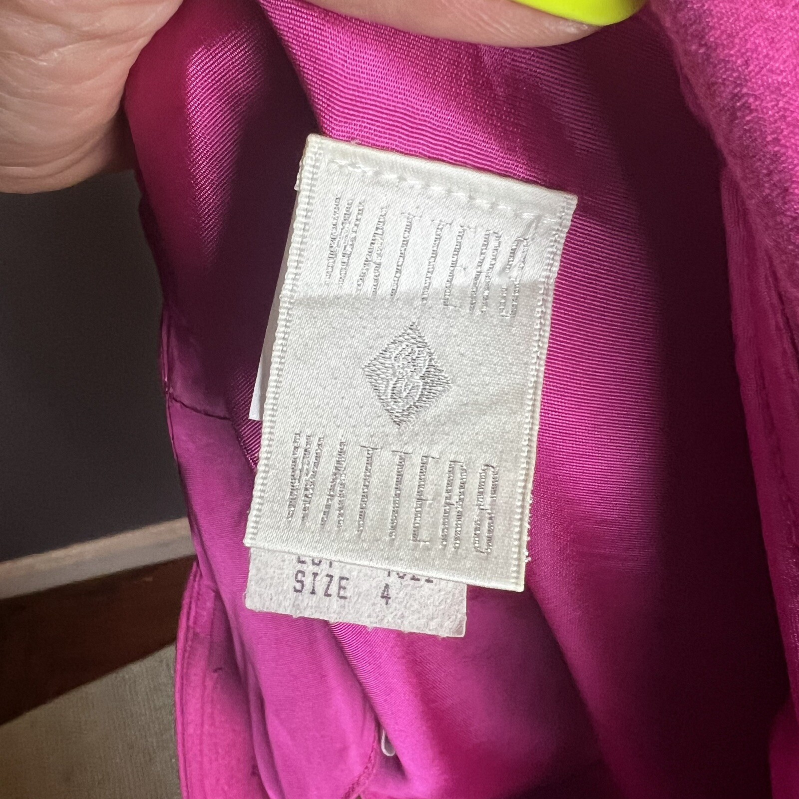 FUCHSIA PINK 90’s Y2K Vintage Peplum Pearl Rayon Portrait Collar Jacket Top XS S