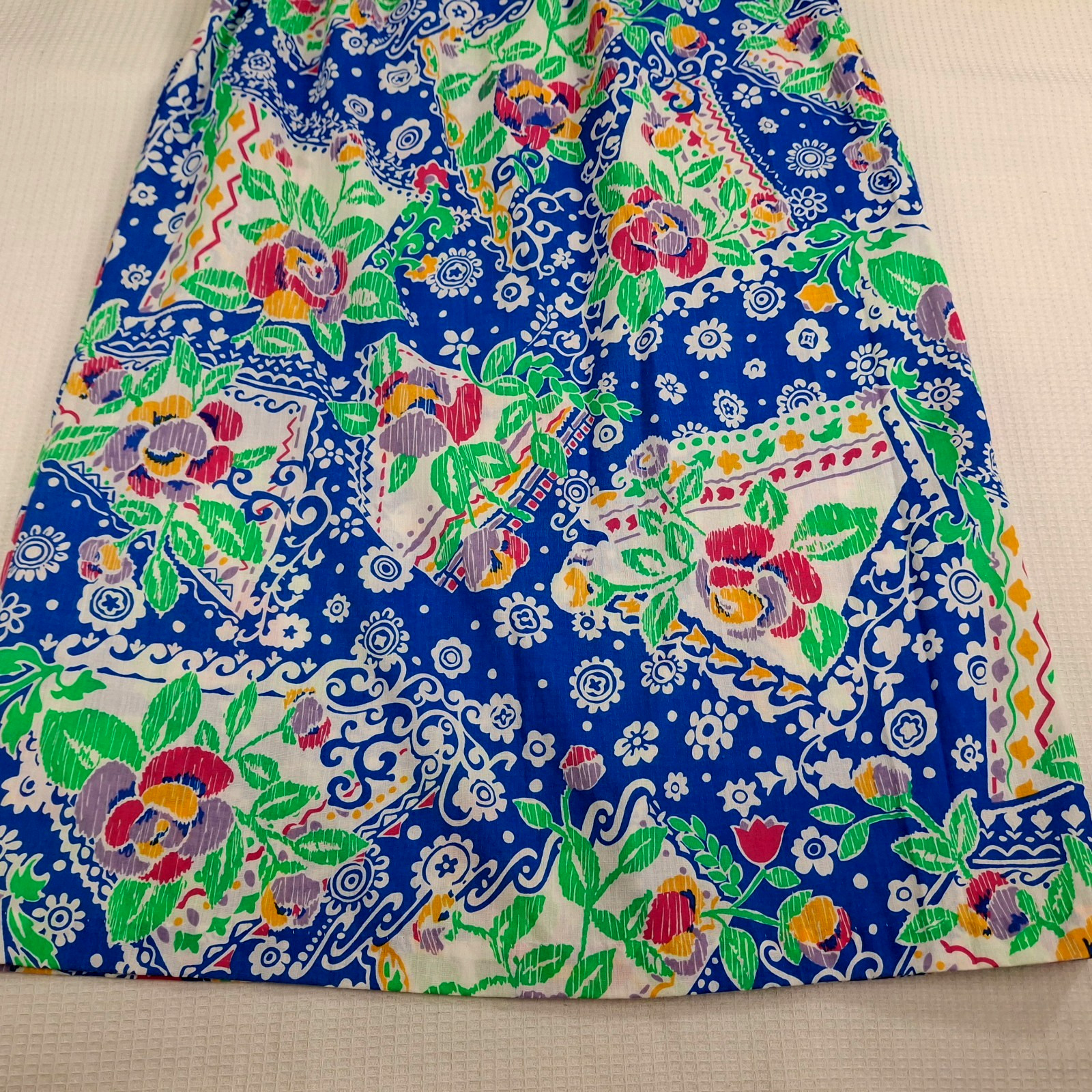 Vintage Lounge Around Women’s Size L 12 ? Snap Buttons Blue Floral Made In USA