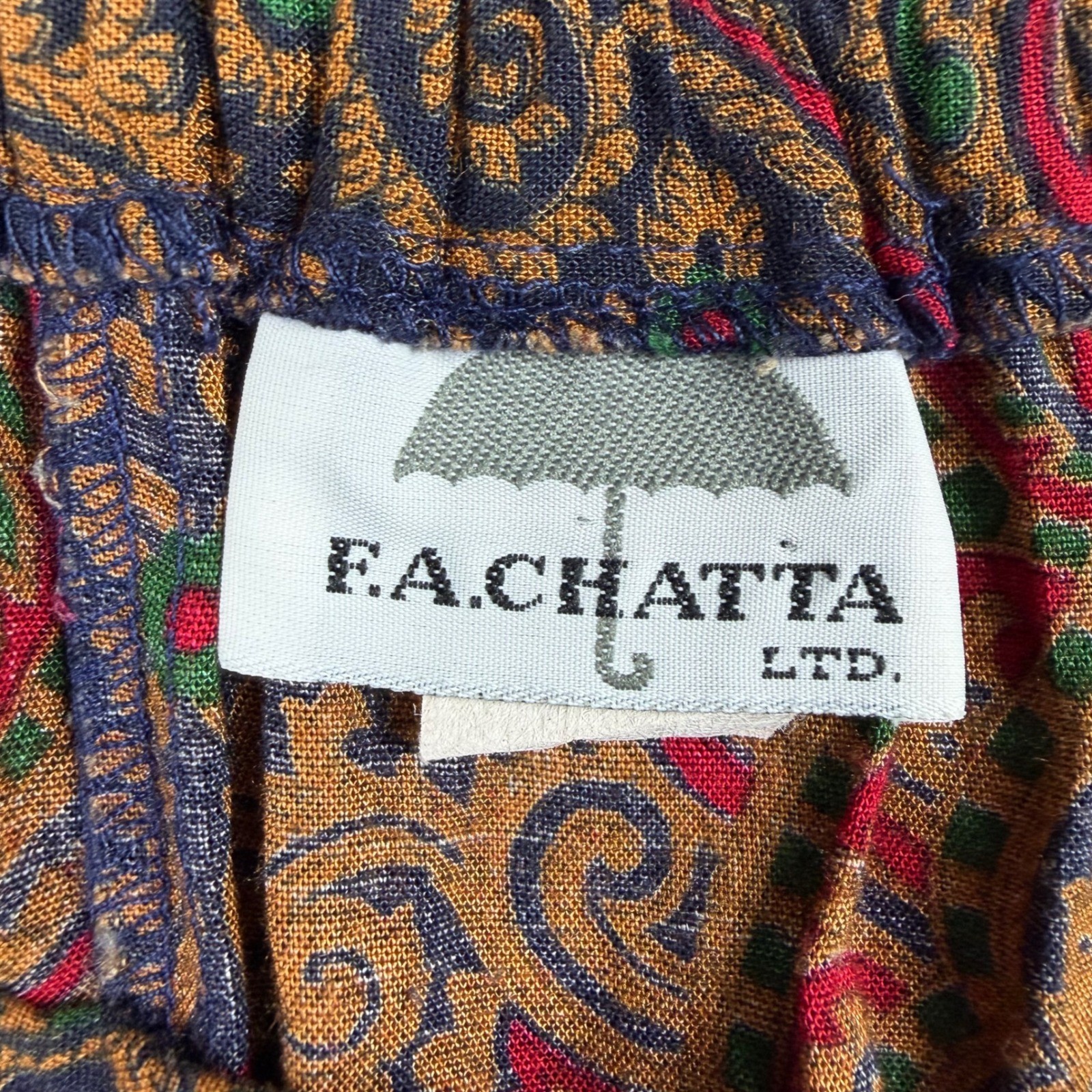 Vintage ILGWU Union Made USA F.A. Chatta Women 16 Paisley Print Rayon Midi Skirt