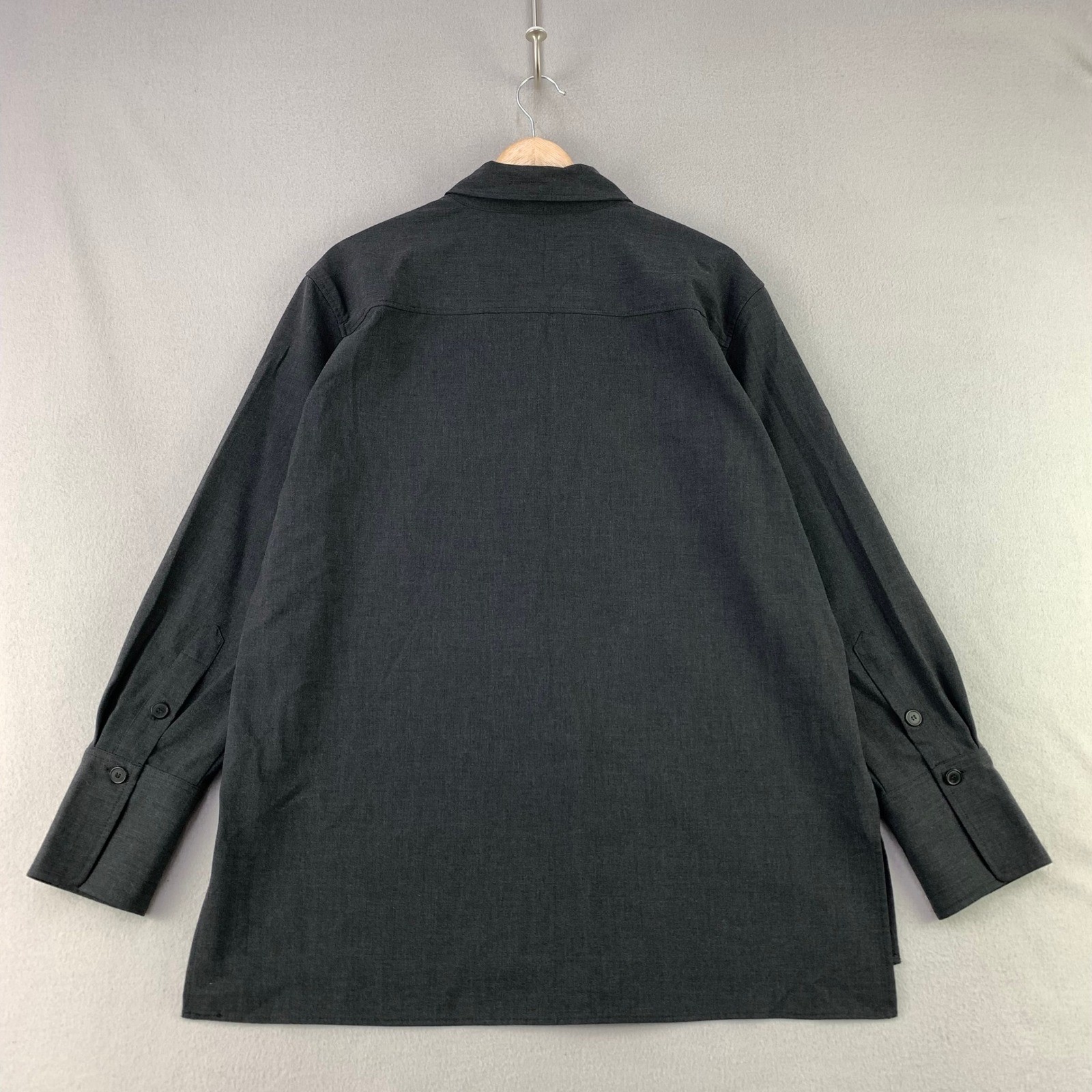 Zara Button Up Shirt Womens Large Black Casual Long Sleeve Minimalist Career