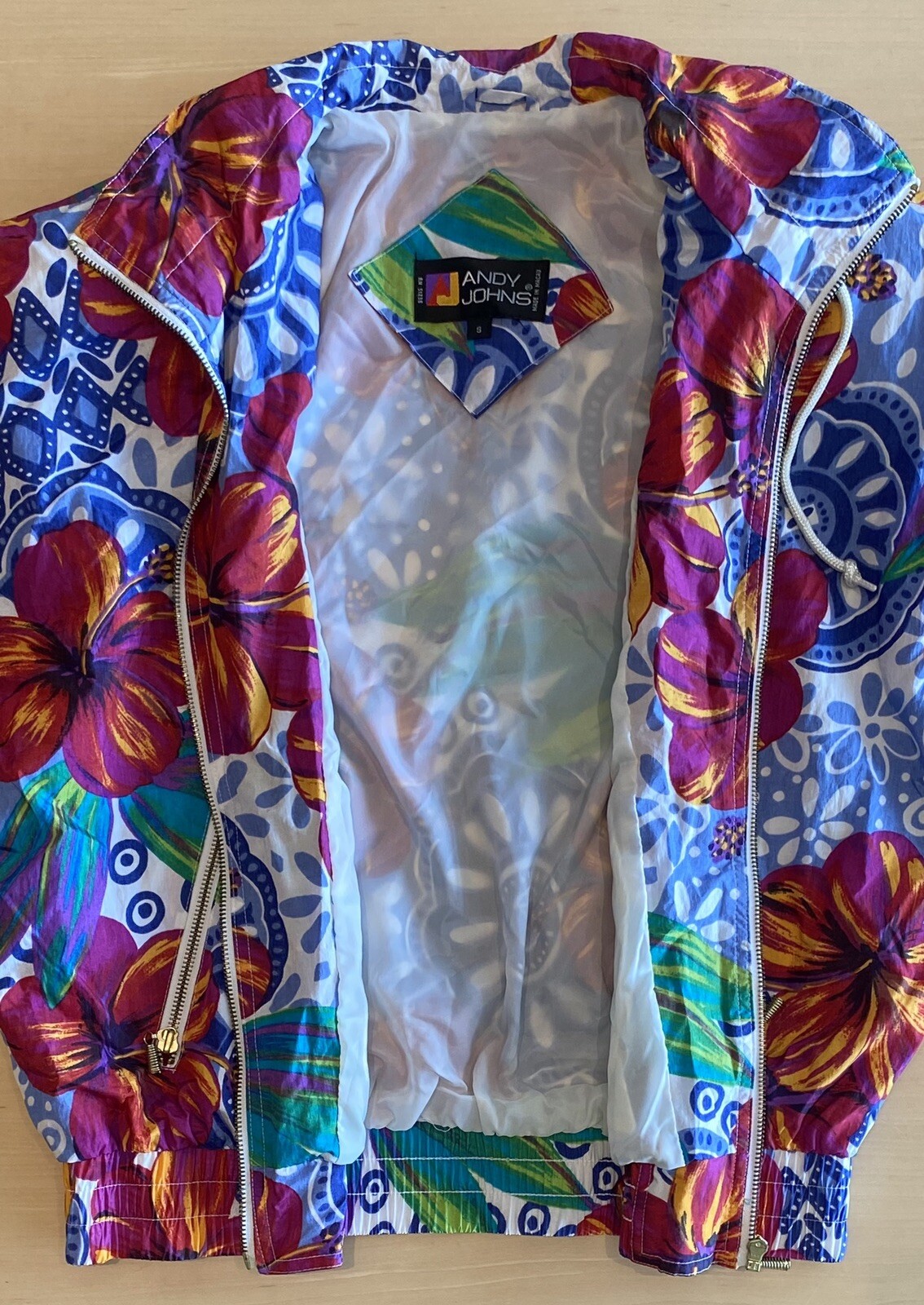 Vintage Andy Johns Women’s Sz Sm 2-Piece Track Suit Pants Jacket Floral Bright